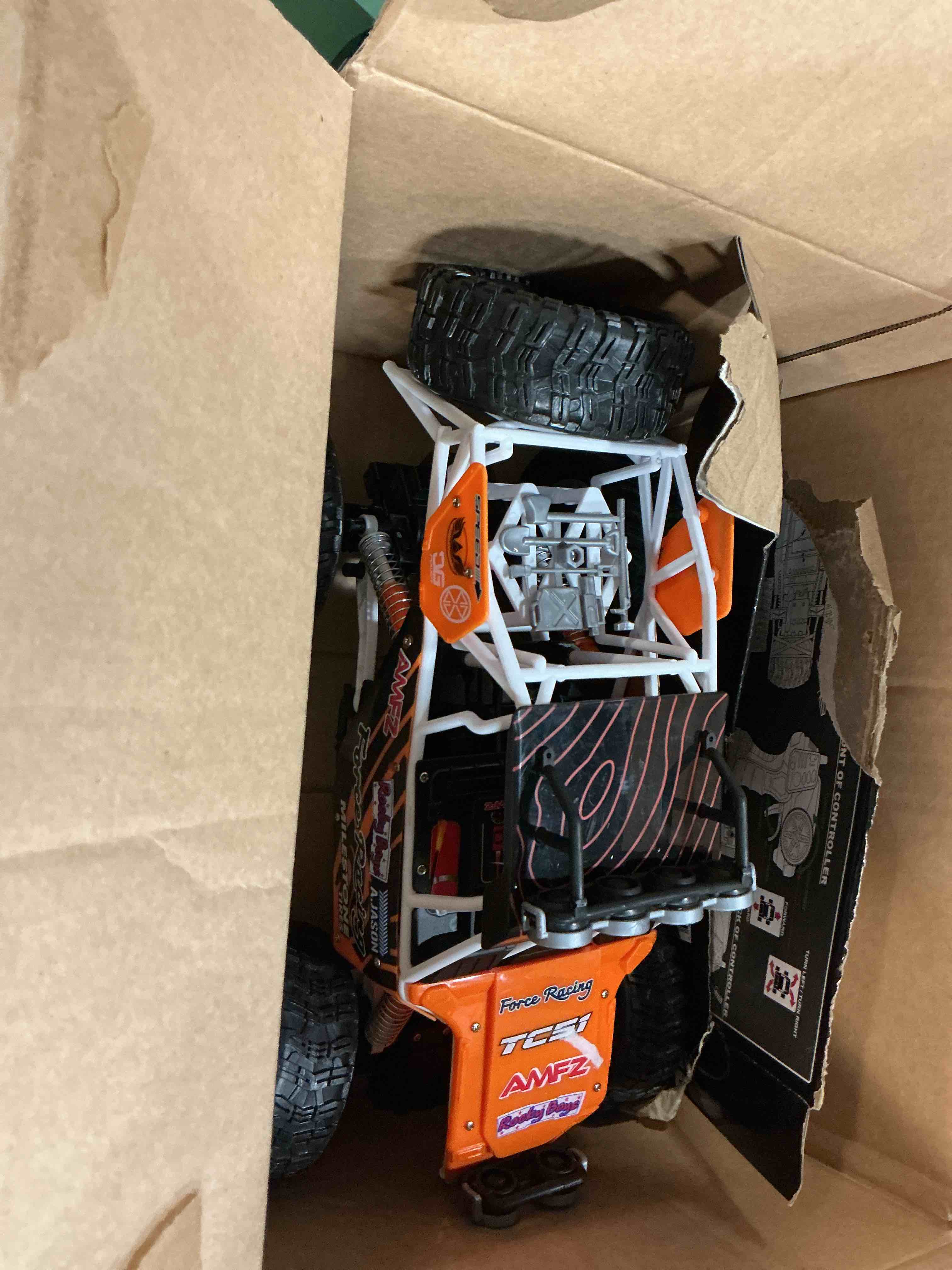 Condition photo showing As Is for adventure force moab unlimited 1:14 scale 4x4 radio control car, rock crawler suspension, usb rechargeable, 2.4ghz, off-road, black