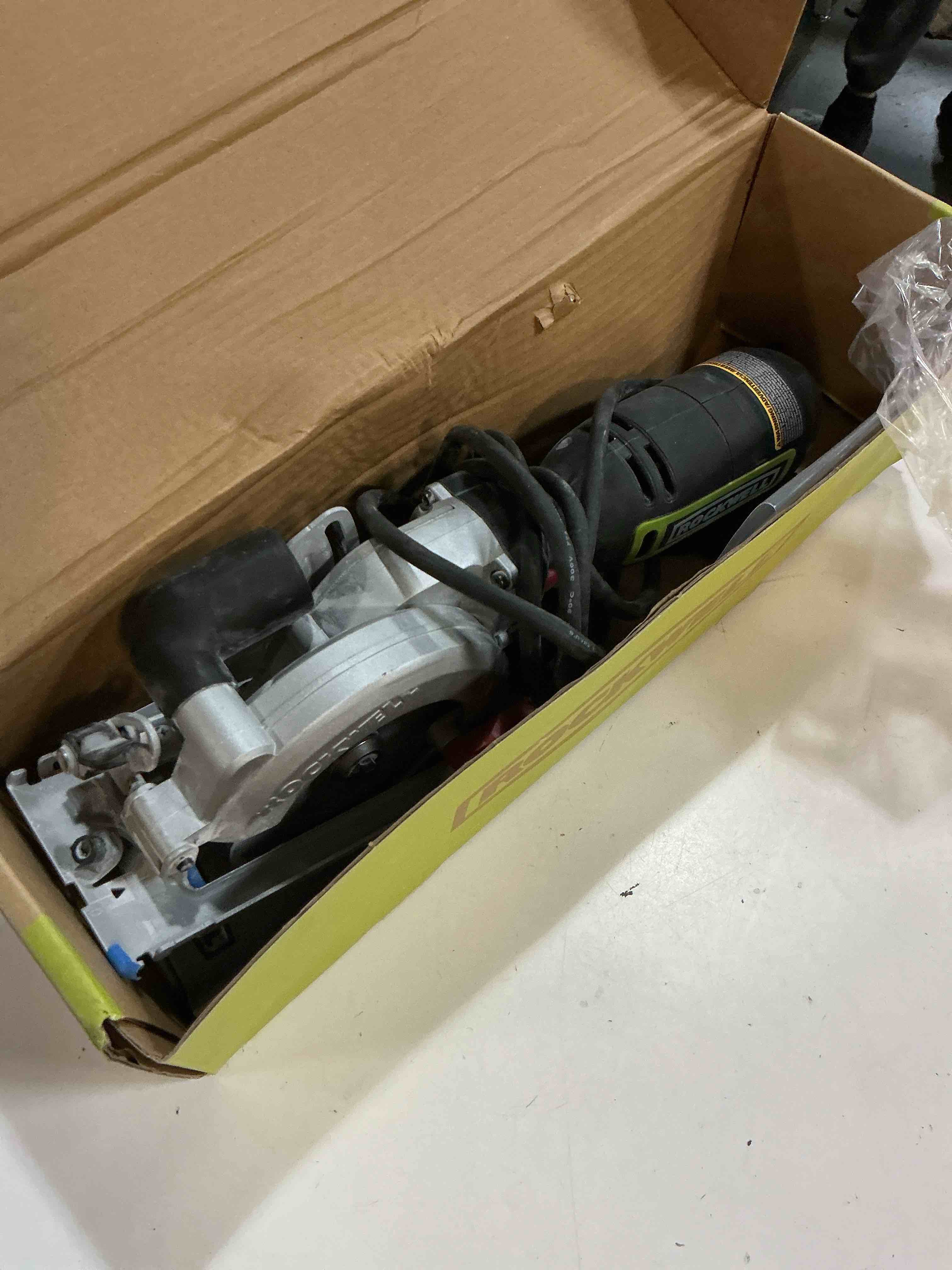 Condition photo showing As Is for rockwell 5 amps 4-1/2 in. corded compact circular saw