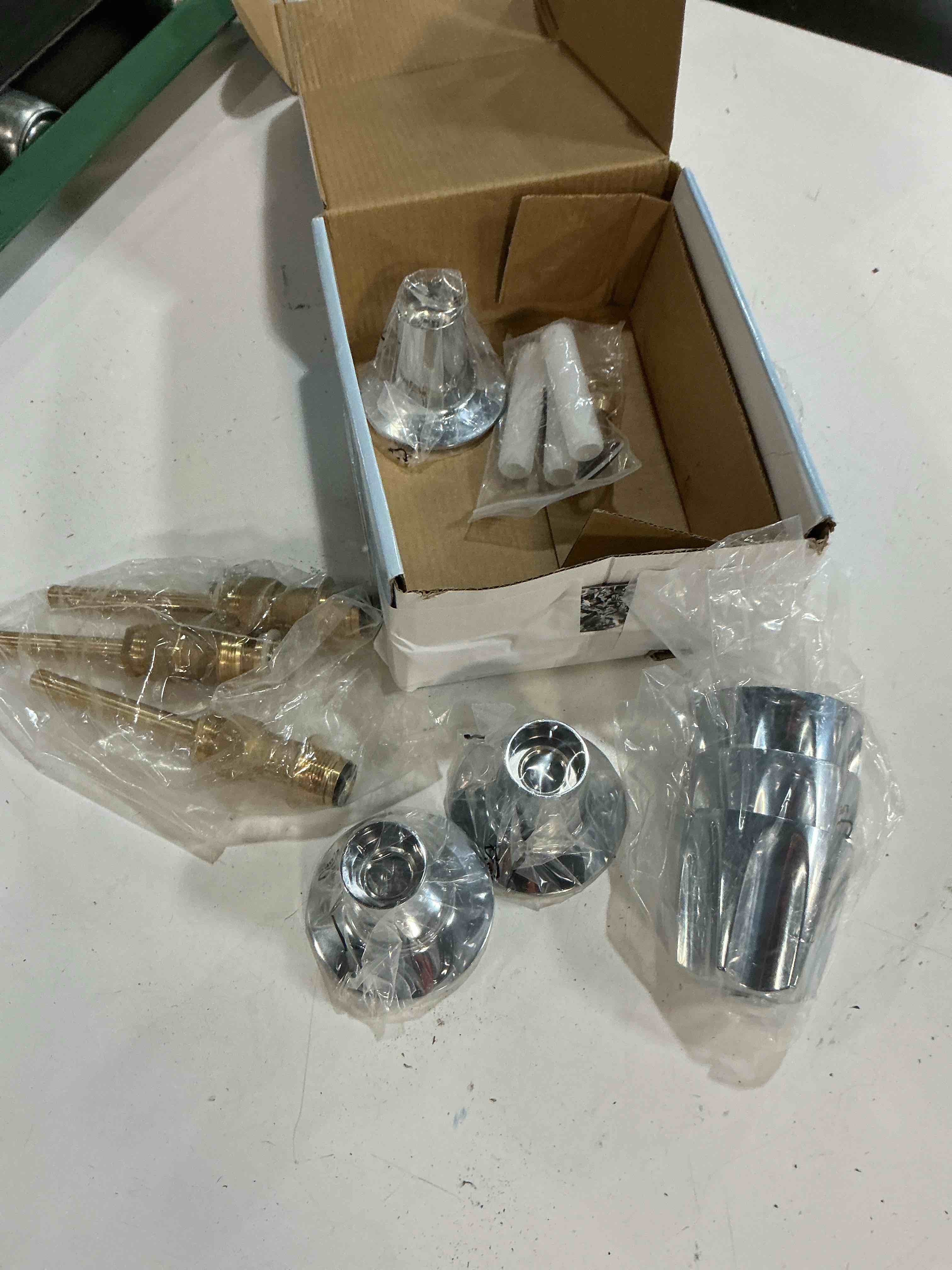 Condition photo showing As Is for (incomplete,missing 1 piece)danco bathtub and shower 3-handle remodel/rebuild trim kit for price pfister verve faucets | knob handle replacement | chrome (39619)