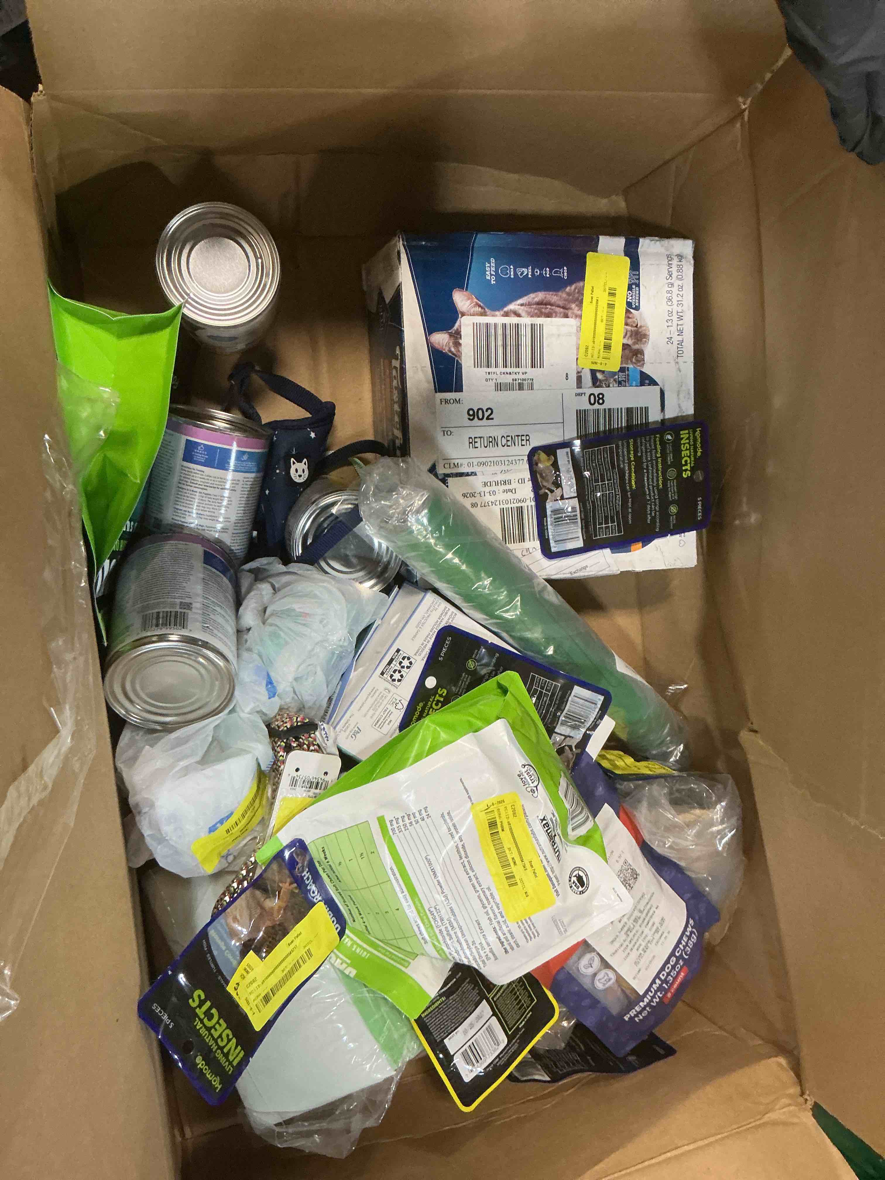 Condition photo showing As Is for assorted different types of pet food (perri, cat among others etc) different brands different types of expiration date different flavors