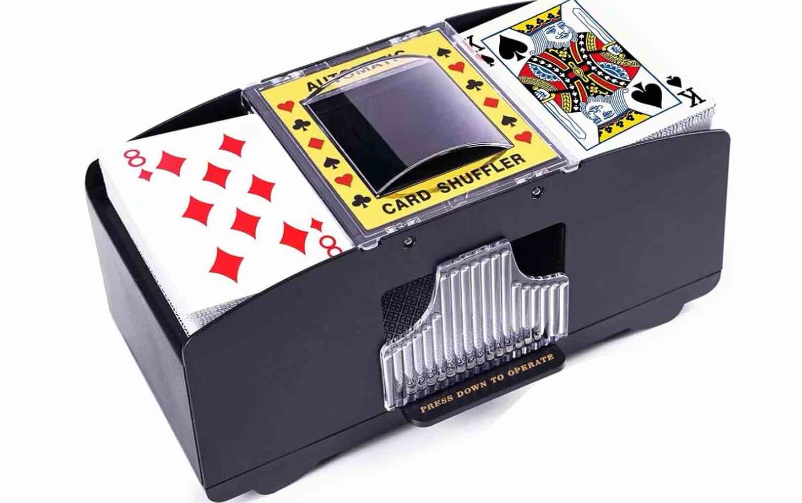 automatic card shuffler 2 deck, battery operated card dealer machine, electric casino card shuffler for uno, blackjack, texas hold'em, home card games