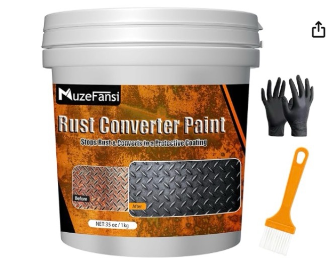 2-in-1 rust converter & metal primer, 141oz rust reformer paint for metal, automotive rust remover, 