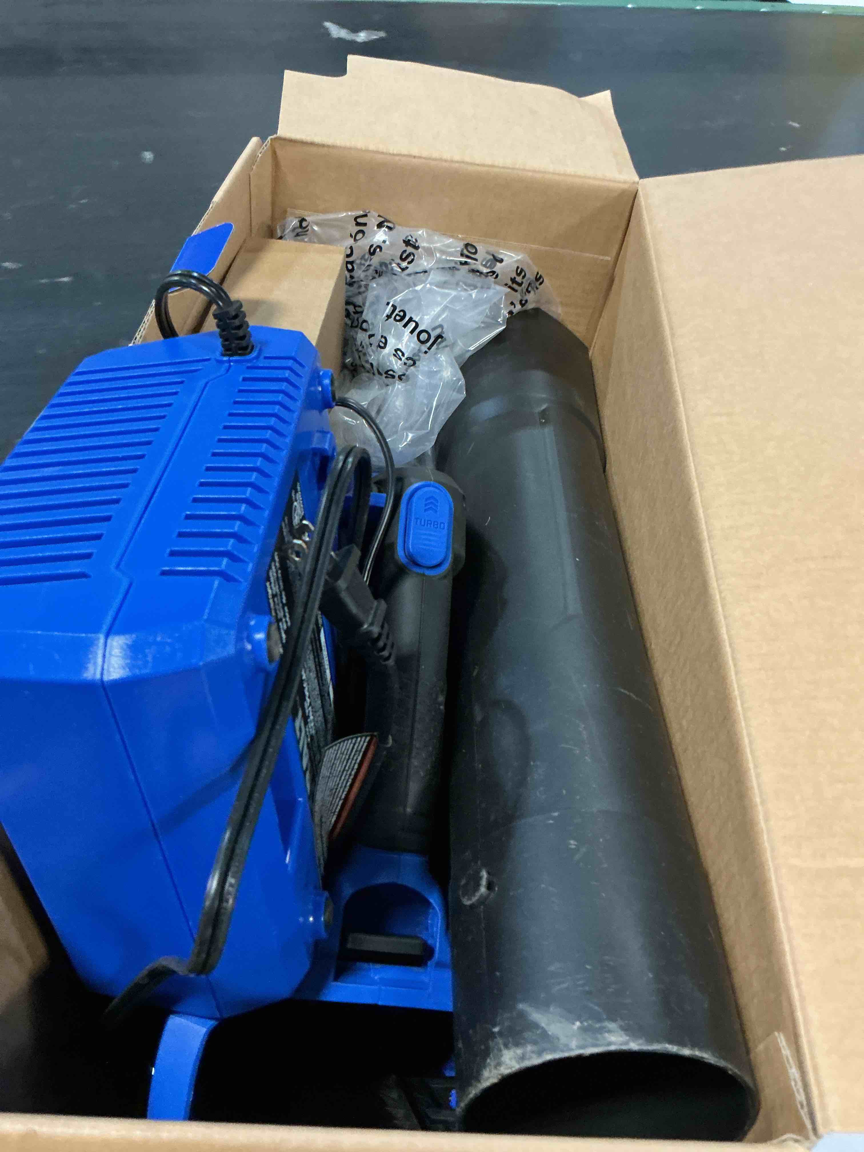 Condition photo showing As Is for kobalt gen4 40-volt 520-cfm brushless handheld cordless electric leaf blower