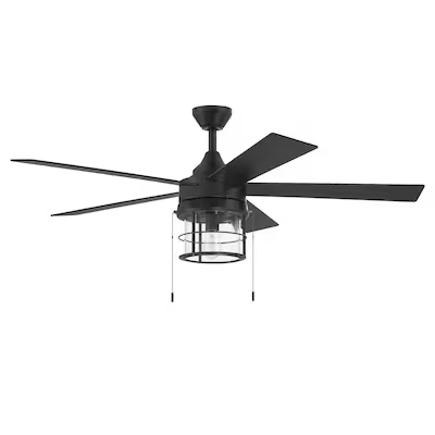 harbor breeze landon easy2hang 52-in matte black with matte black/weathered oak 5127873