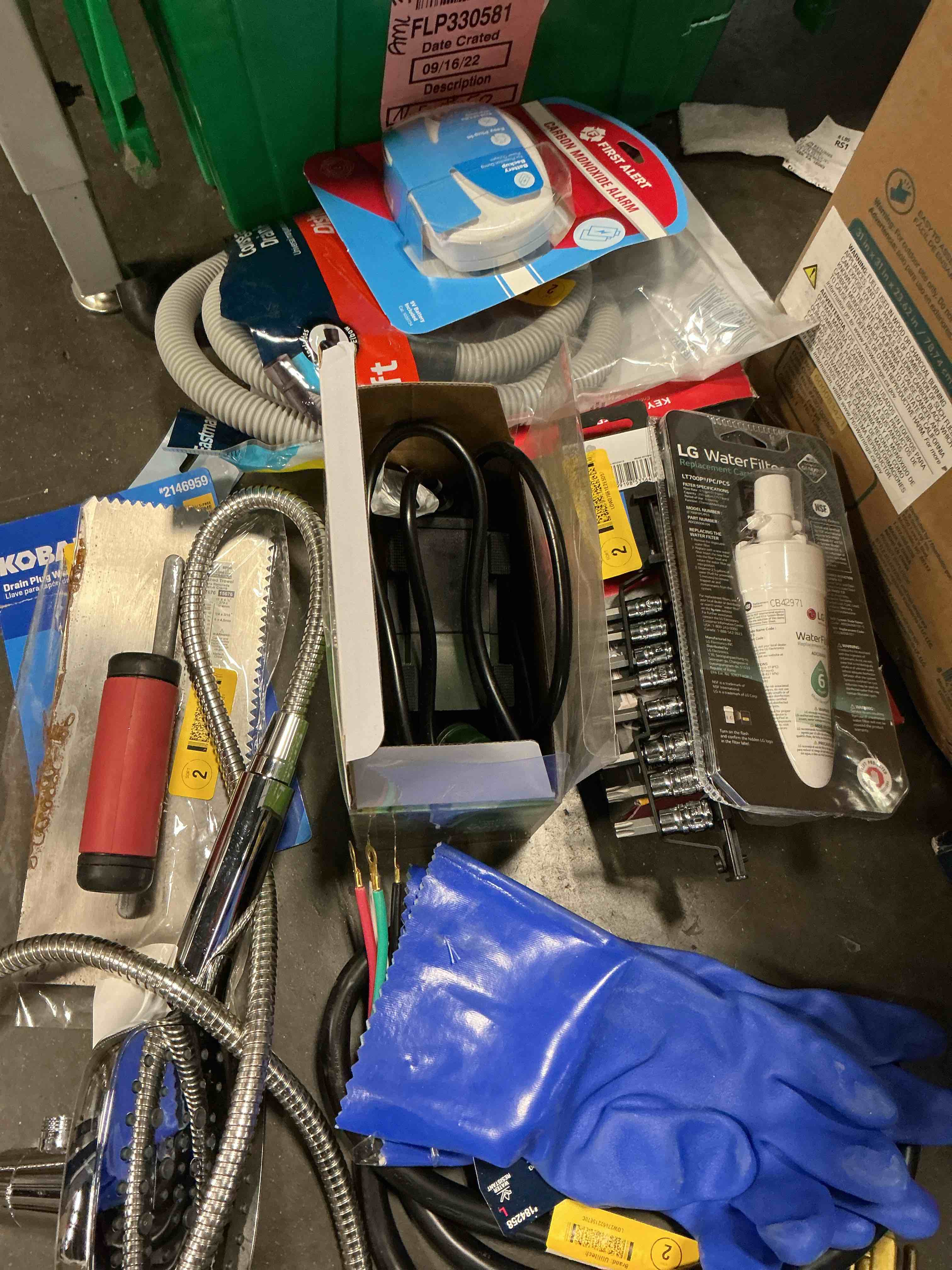 Condition photo showing As Is for assorted home improvement lot (small tools, screw, home accessories, etc.)