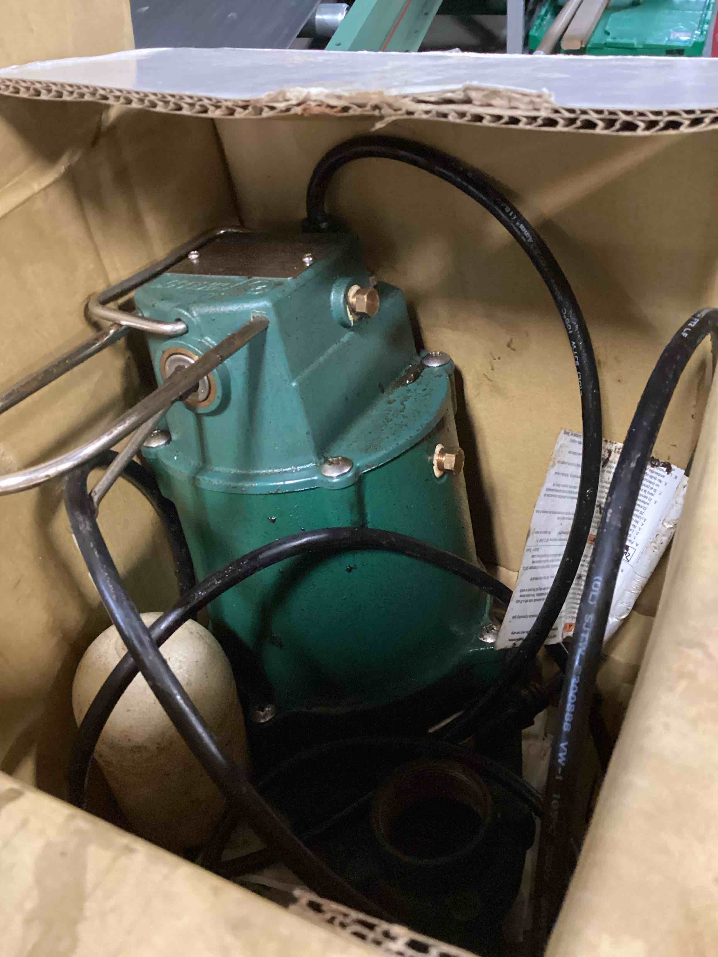 Condition photo showing As Is for zoeller 1/2 hp sump pump - 80 gpm, submersible cast iron construction - non-clogging vortex impeller, pump for basement and crawl space (1096-0001)