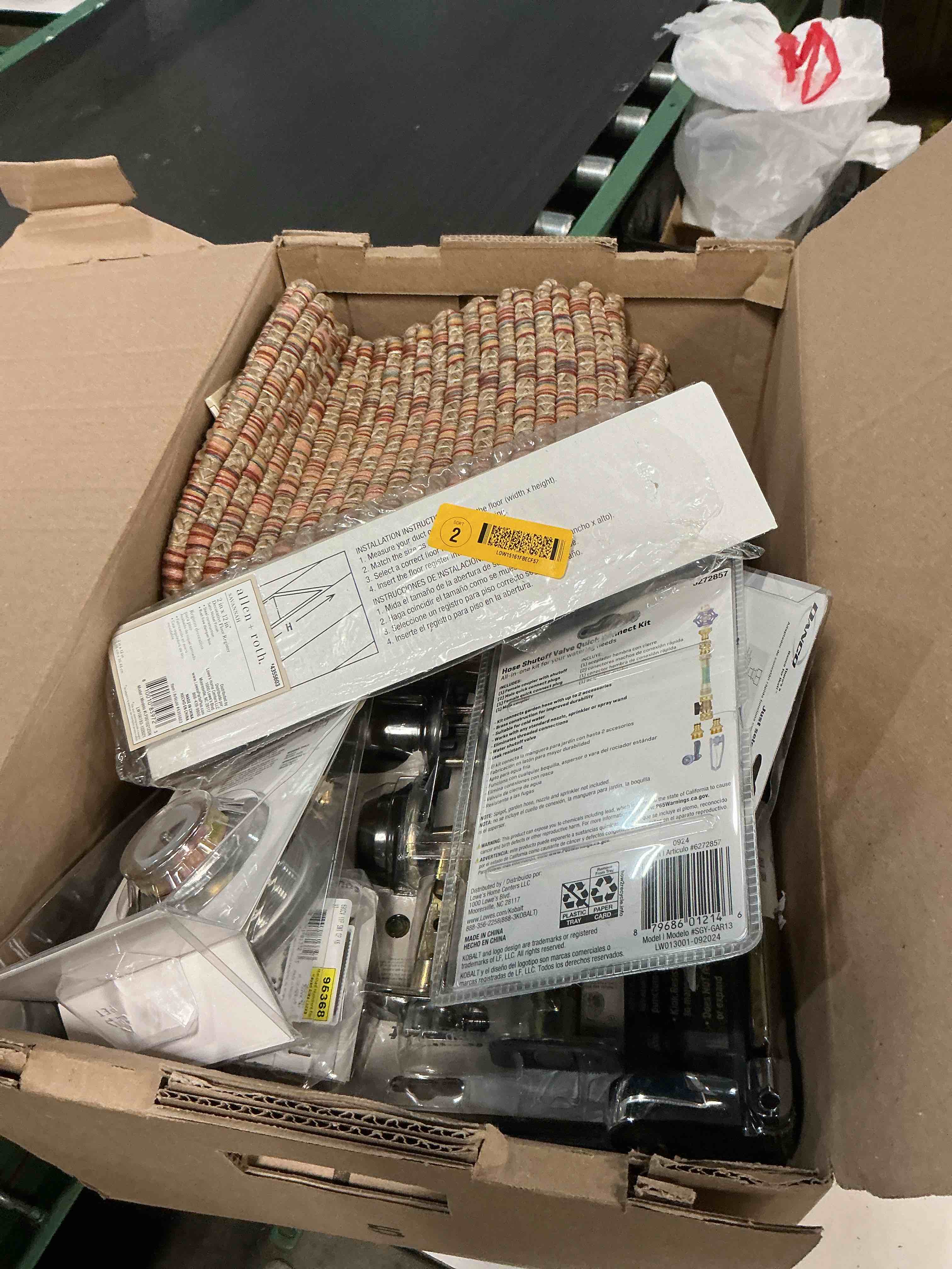 Condition photo showing As Is for assorted home improvement lot (small tools, screw, home accessories, etc.)