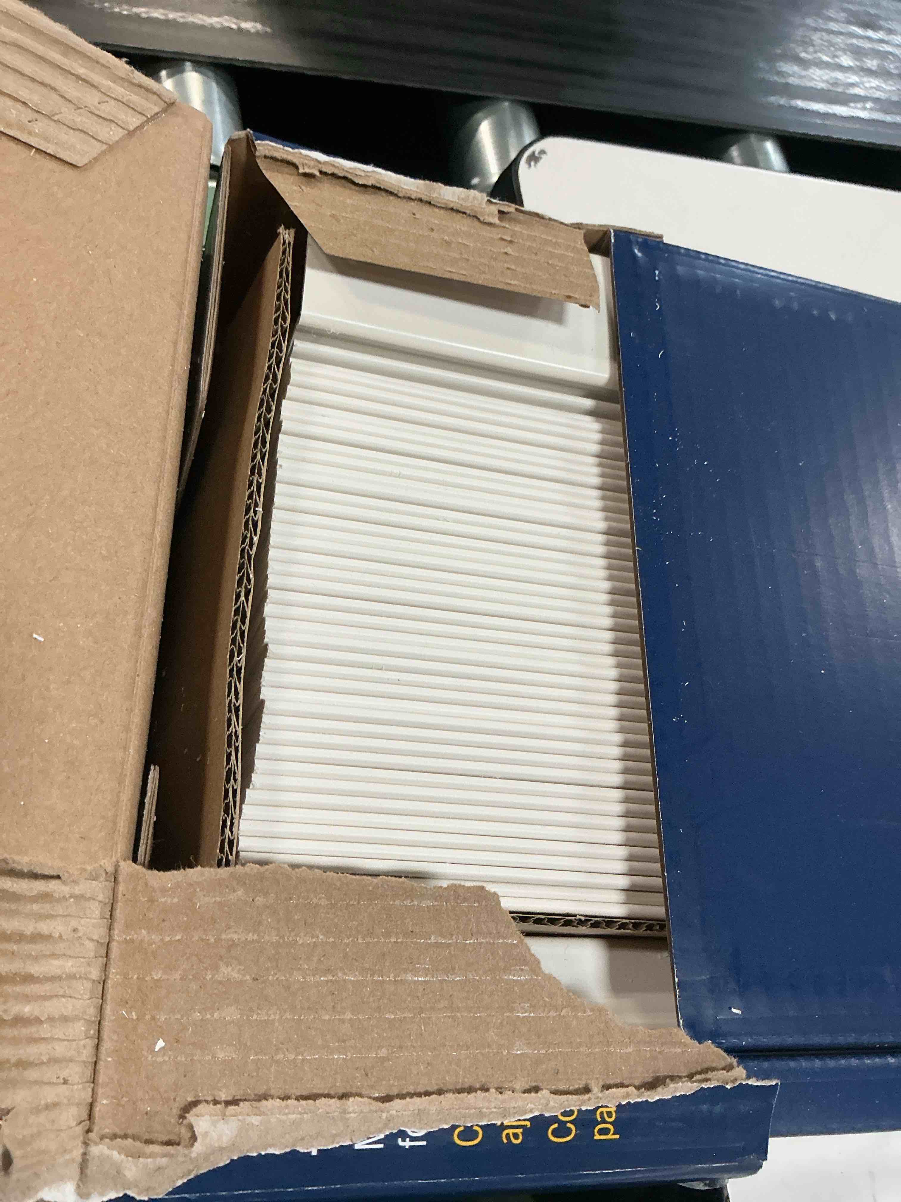 Condition photo showing As Is for levolor foux wood blinds 2-in white 35 x 72 in. includes hardware new 