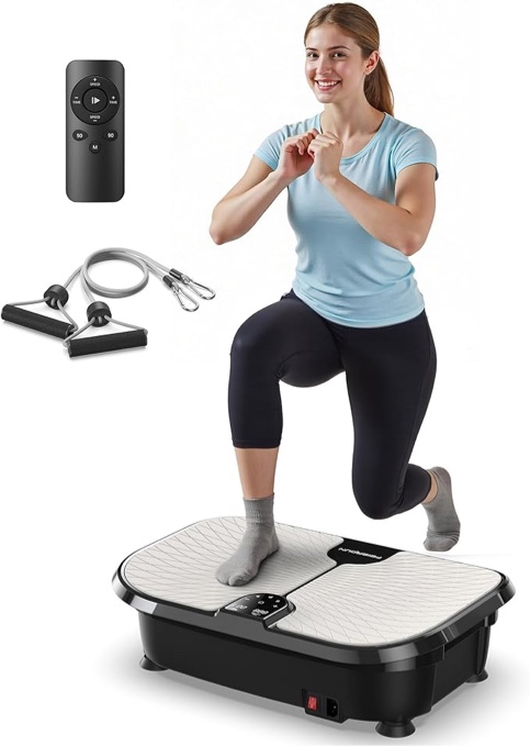 feierdun vibration plate exercise machine, 400 lbs capacity vibration plate for lymphatic drainage, max space for whole-body workout & relaxation at home
