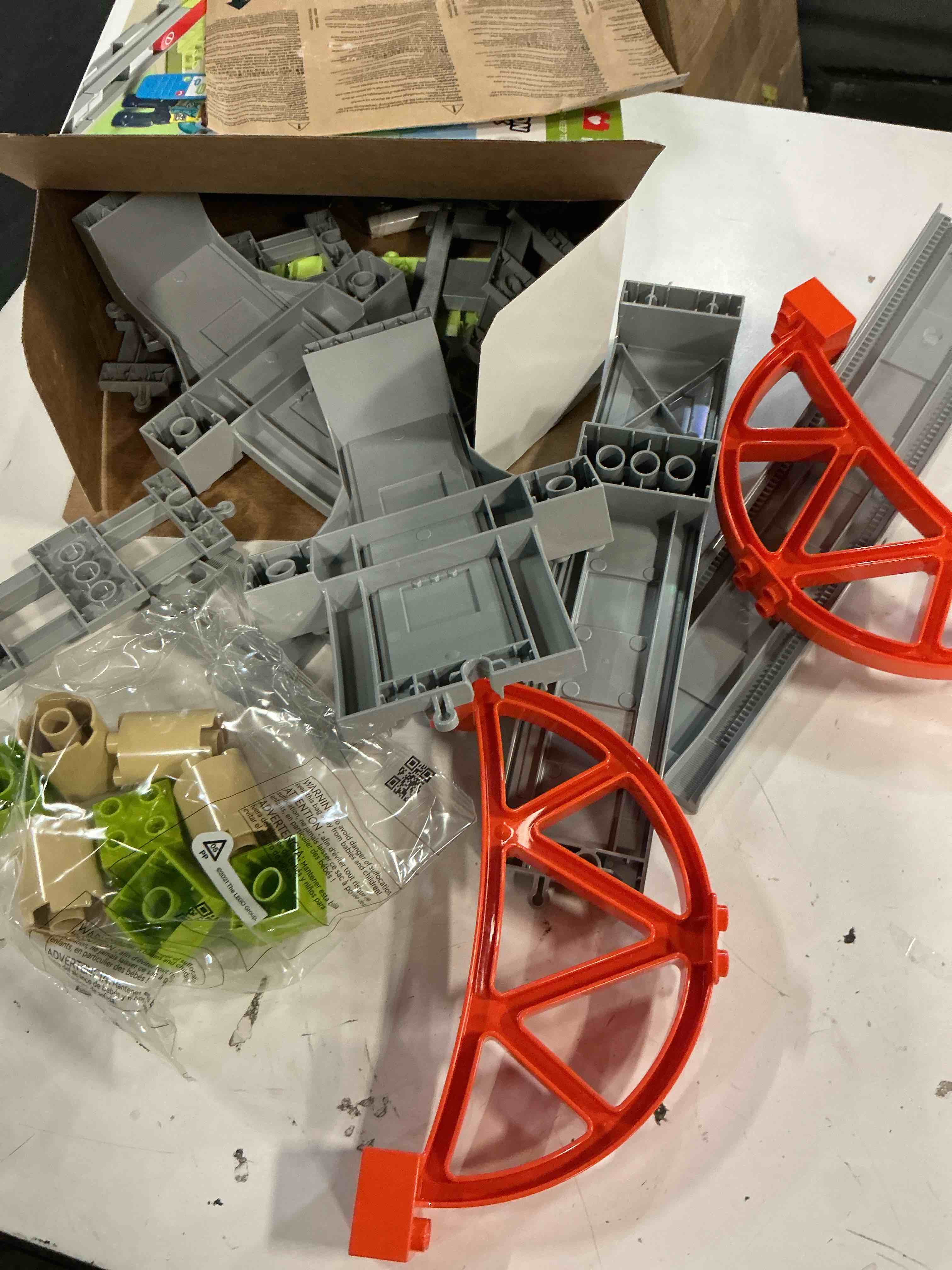 Condition photo showing As Is for lego duplo town train bridge and tracks expansion set - 10 extra pieces of train tracks - preschool and toddler train set, ages 2+ - building toy for boys and girls - 10426