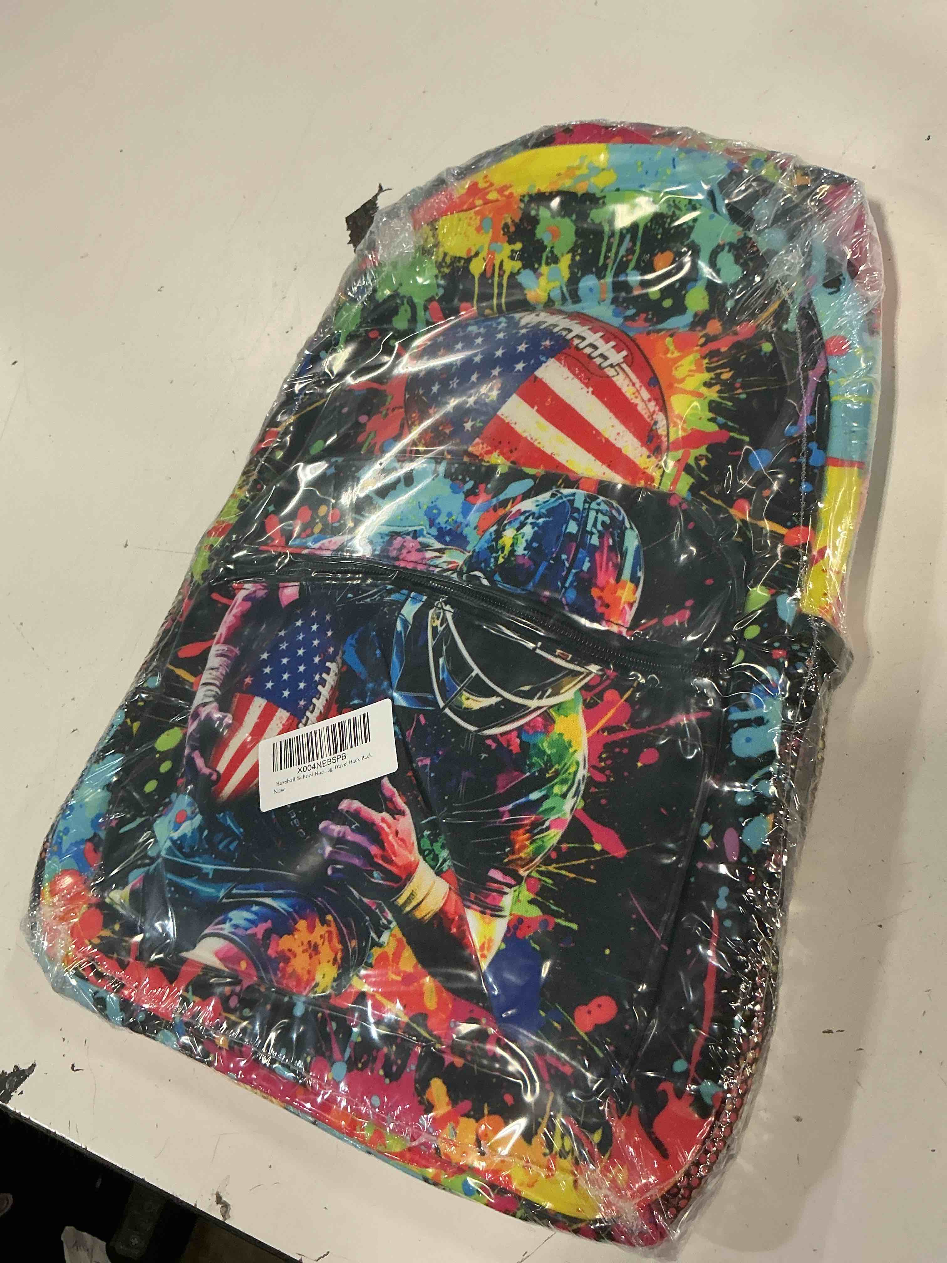 Condition photo showing New/Like New for baseball school backpack for boys sports american flag baseball boys backpack for kids children teens ages 6-18 elementary middle school students bookbag travel back pack