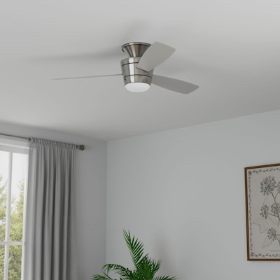 harbor breeze mazon 44-in brushed nickel with brushed nickel/black blades led flush