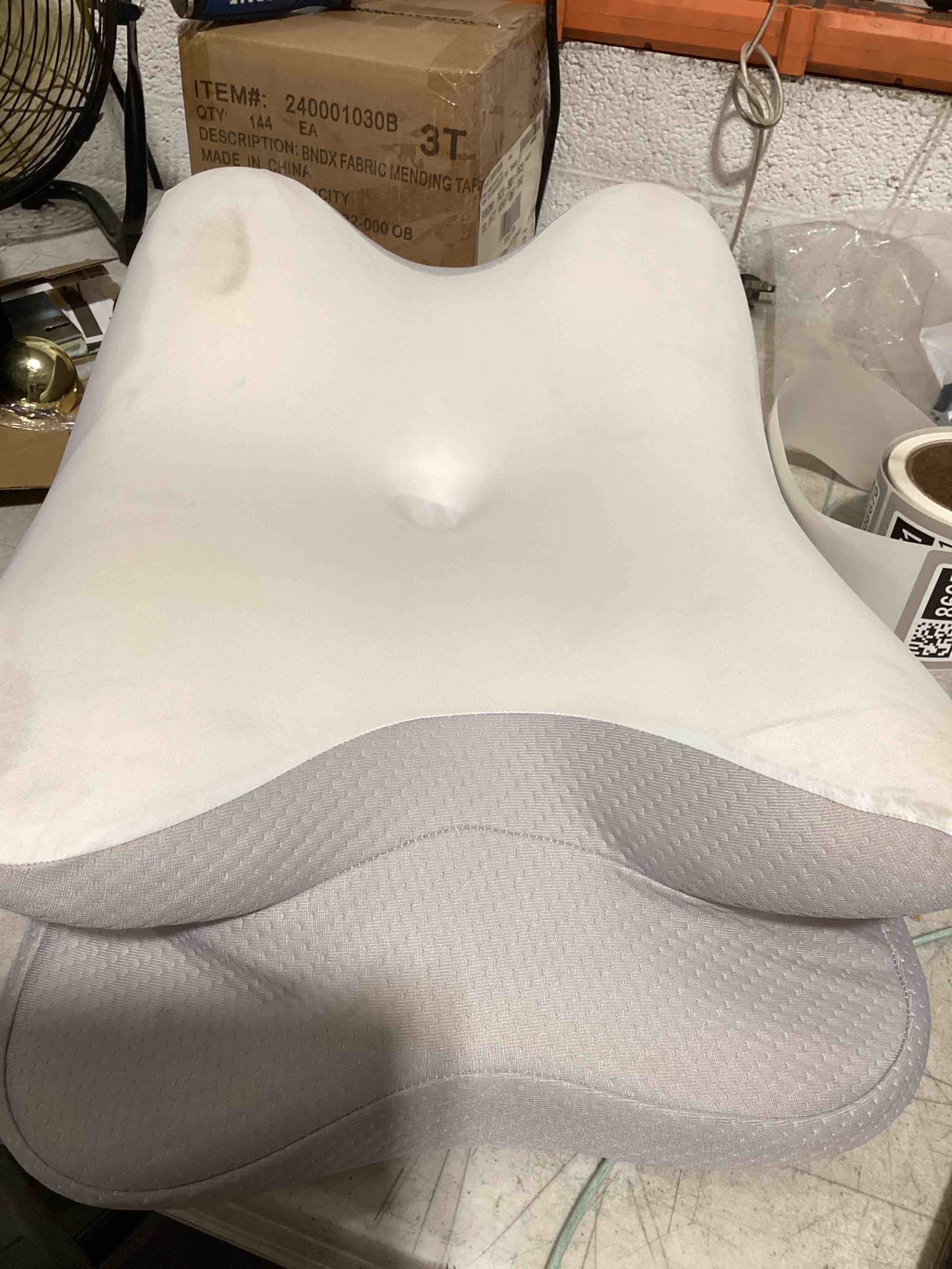 Condition photo showing Good Condition for feagar cervical pillow for neck pain relief, orthopedic support memory foam pillows with contour & cooling cover, 2 heights for side back stomach sleepers, gray and white gray and white standard