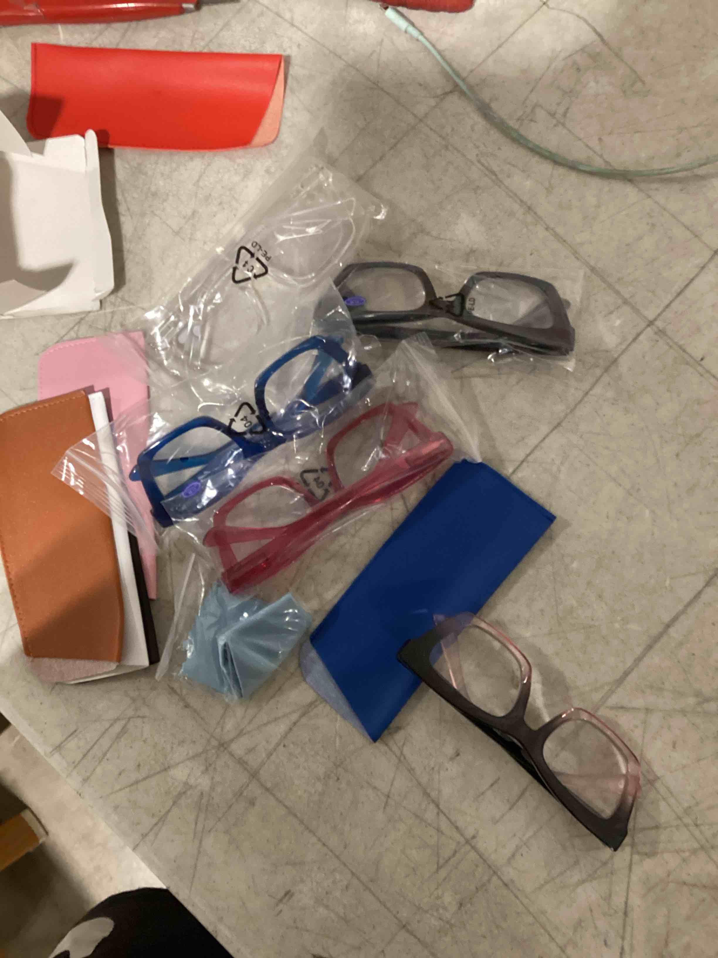 Condition photo showing As Is for 6 pack reading glasses by boost eyewear, traditional frames in assorted colors, for men and women, with spring loaded hinges