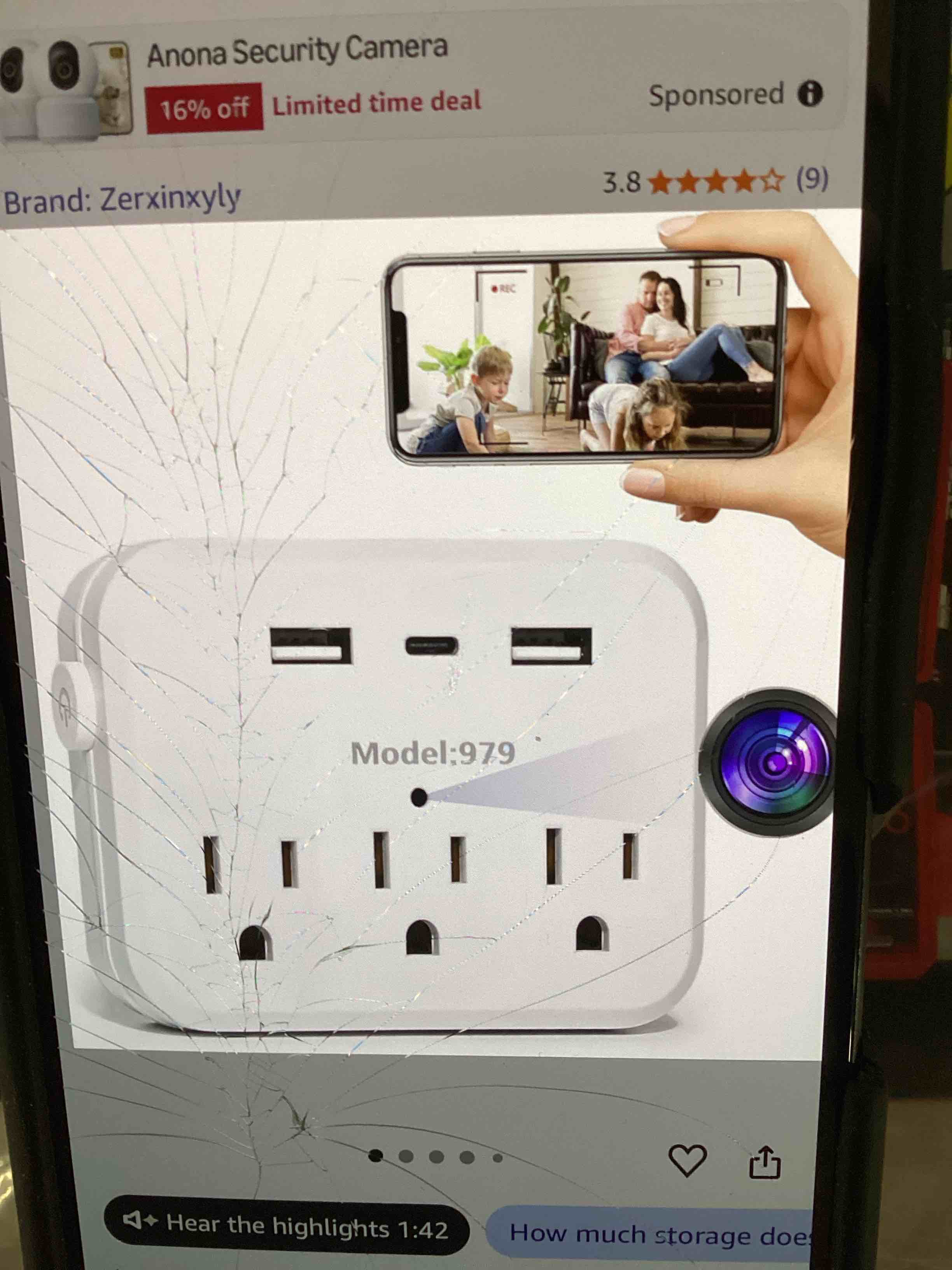 Condition photo showing Good Condition for 1080p wi-fi hd hidden surveillance camera; wireless wall-mounted camera with motion detection and lo