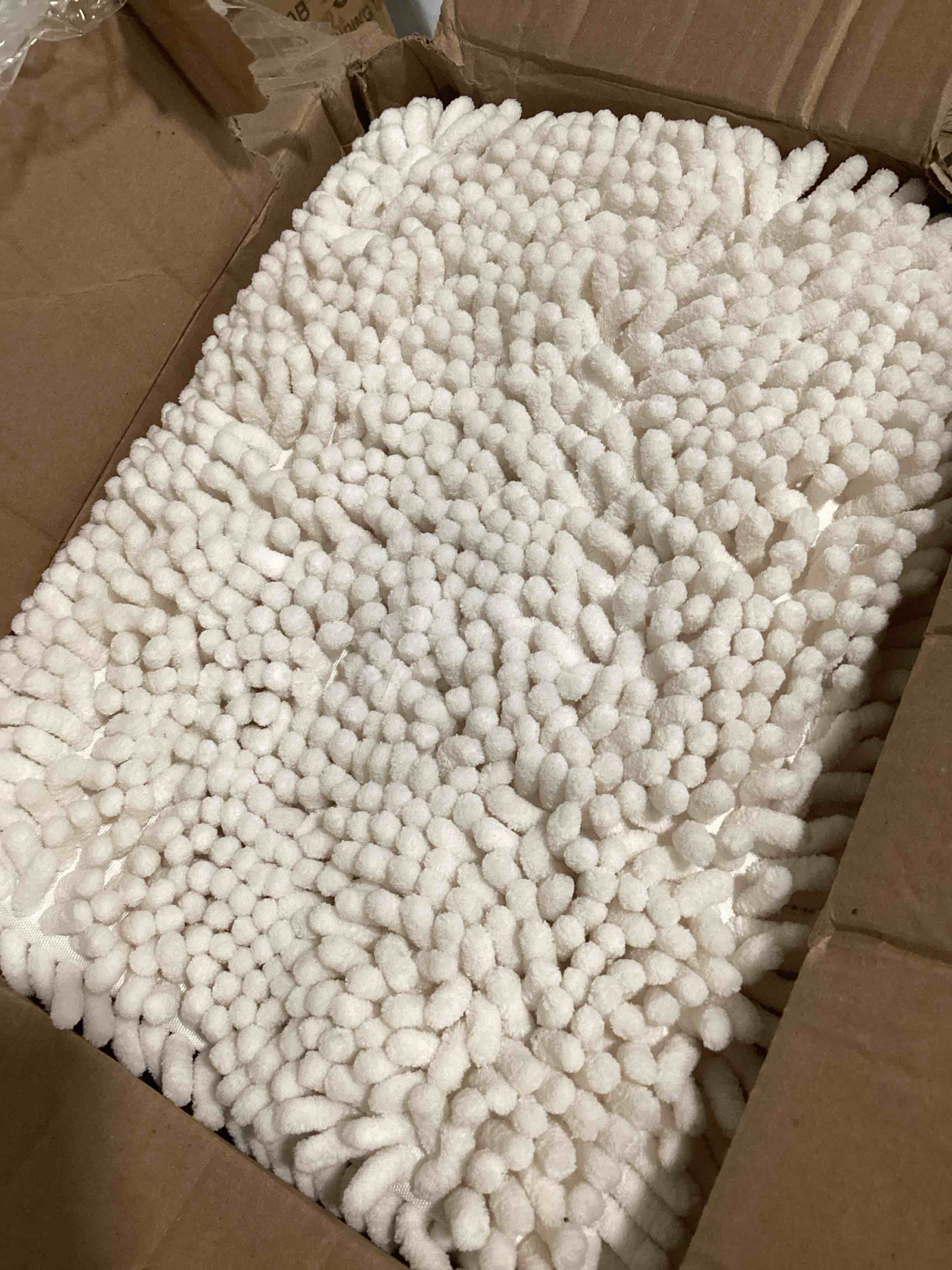 Condition photo showing As Is for olanly bathroom rugs 34x21, extra soft absorbent chenille bath rugs, rubber backing quick dry, machine washable bath mats for bathroom floor, tub and shower, home decor accessories, ivory 34" x 21" ivory
