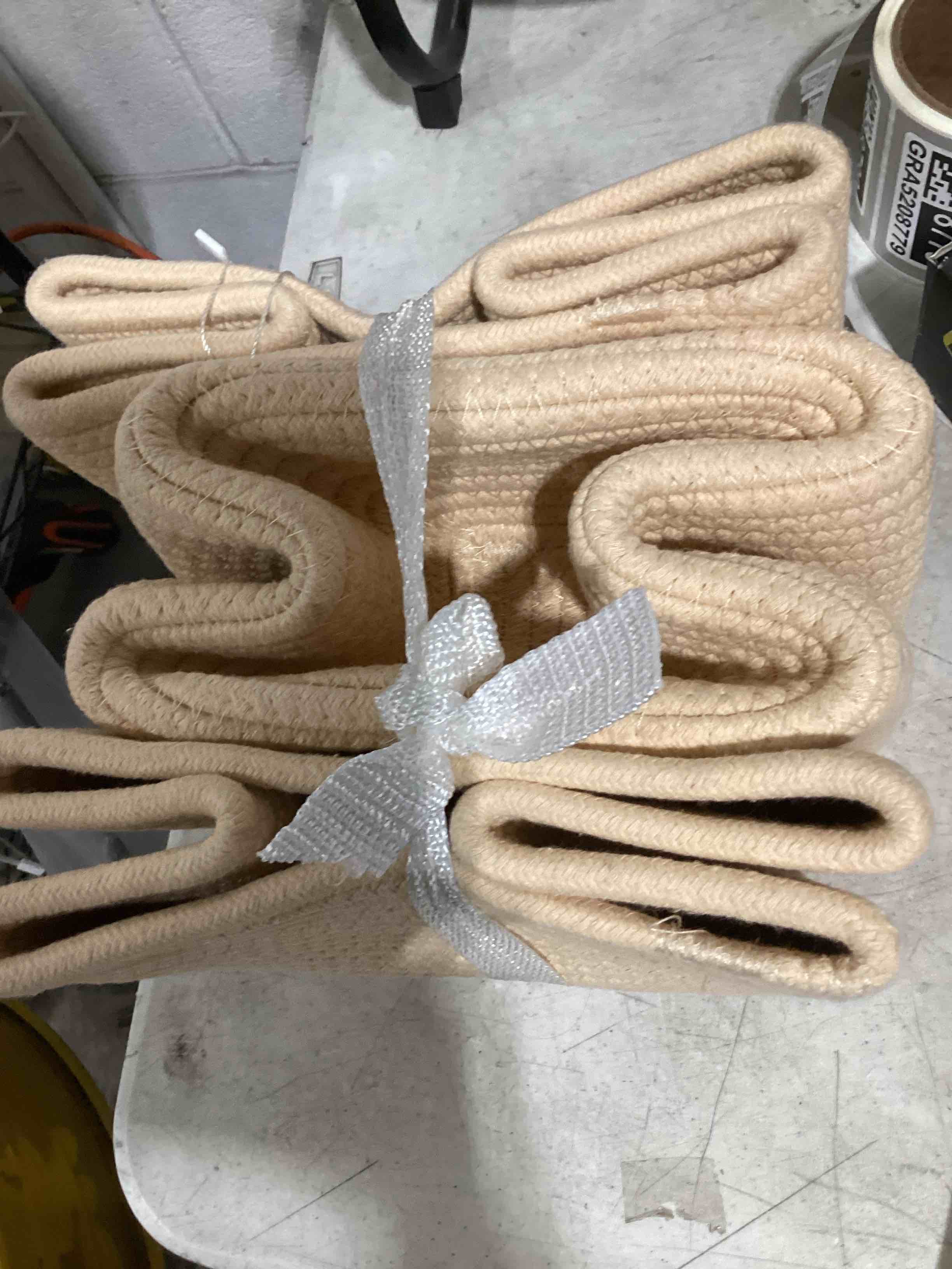 Condition photo showing As Is for naturalcozy storage cubes 9”x9”x7”cotton rope woven baskets for organizing 3-pack | 9 inch cube storage bin | small basket for shelf nursery, pantry, decorative plant, bathroom closet, toy gift