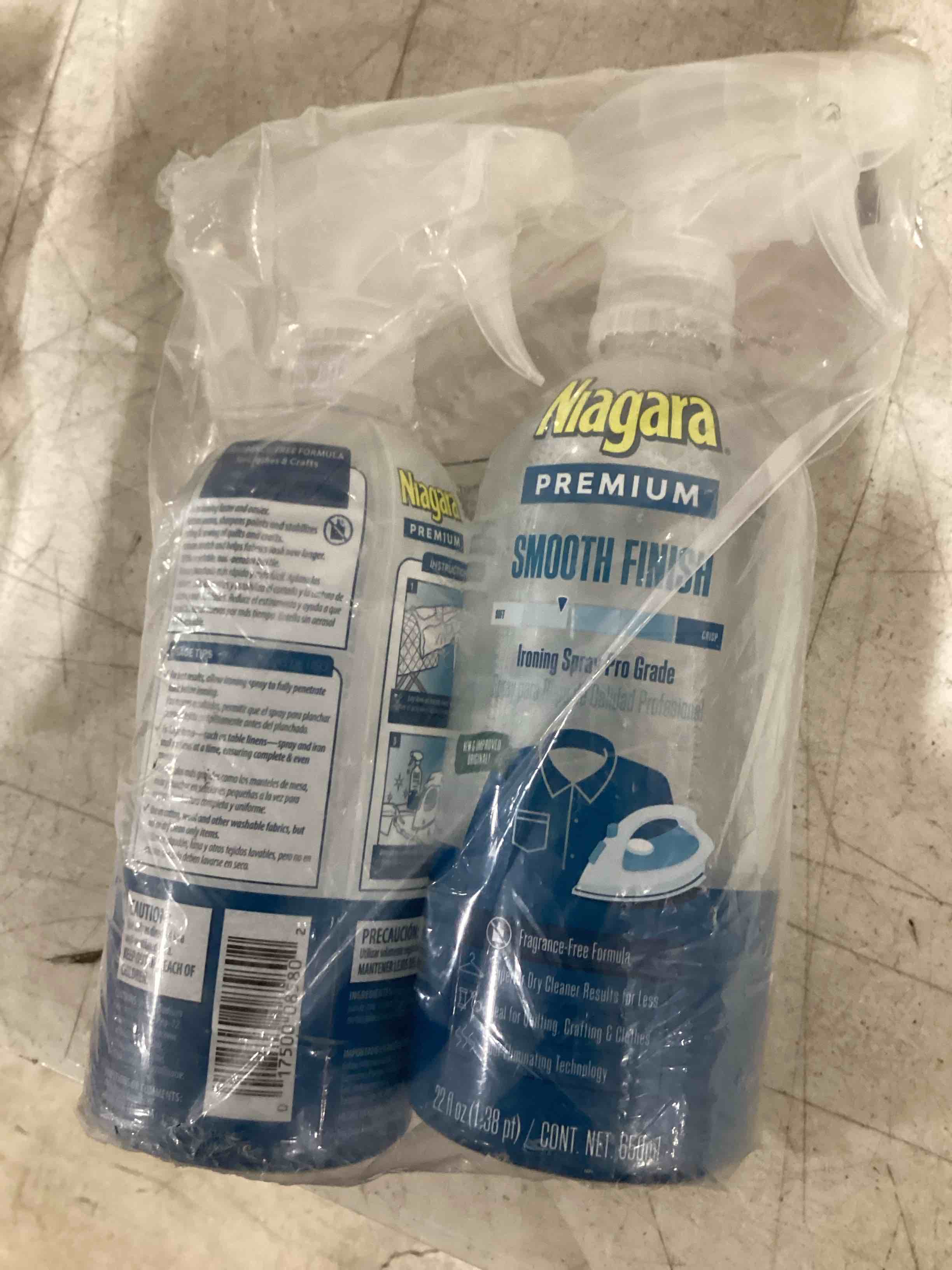 Condition photo showing Good Condition for niagara spray starch (22 oz, 2 pack) trigger pump liquid starch for ironing, non-aerosol spray on starch, reduces ironing time, no flaking, sticking or clogging, biodegradable ingredients, recyclable