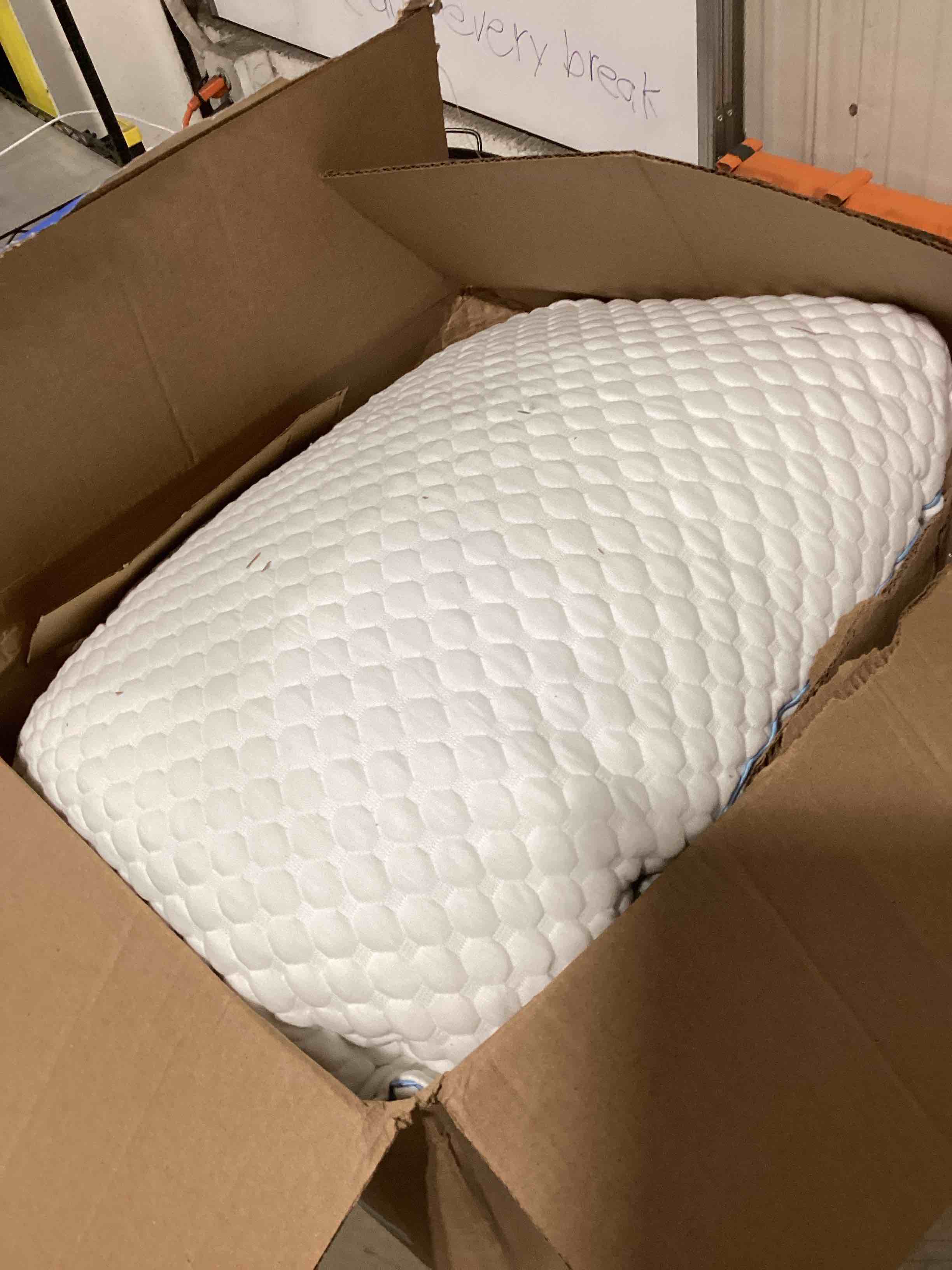 Condition photo showing Good Condition for cooling shredded memory foam bed pillows, standard size, 2 pack, 20 x 26 in | adjustable firm, supportive, breathable, hypoallergenic, odorless, luxury, cool gel pillows for side back stomach sleepers