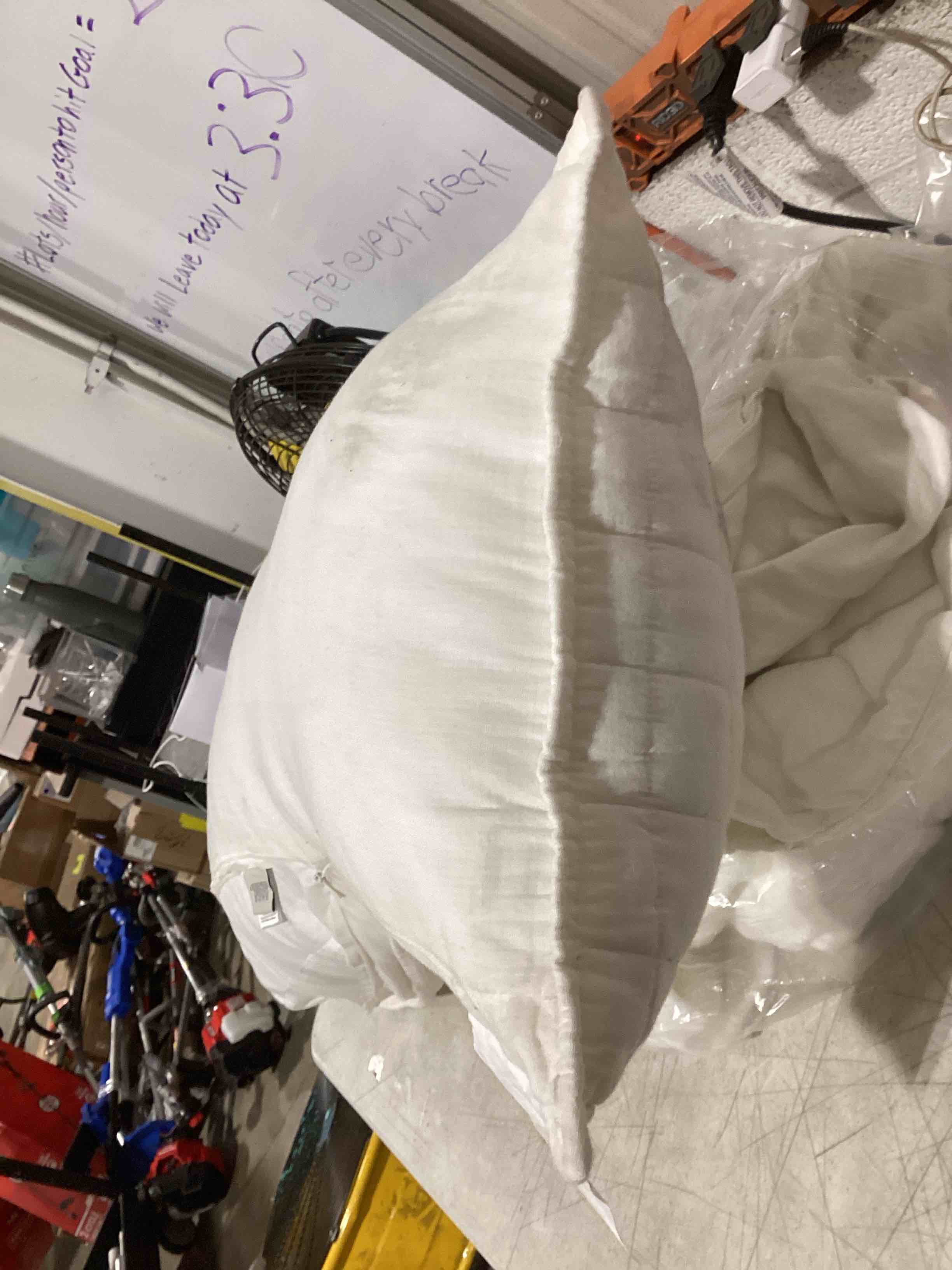 Condition photo showing As Is for amazon basics 100% cotton hypoallergenic pillow protector case body, white, 55" l x 21" w, pillows not included