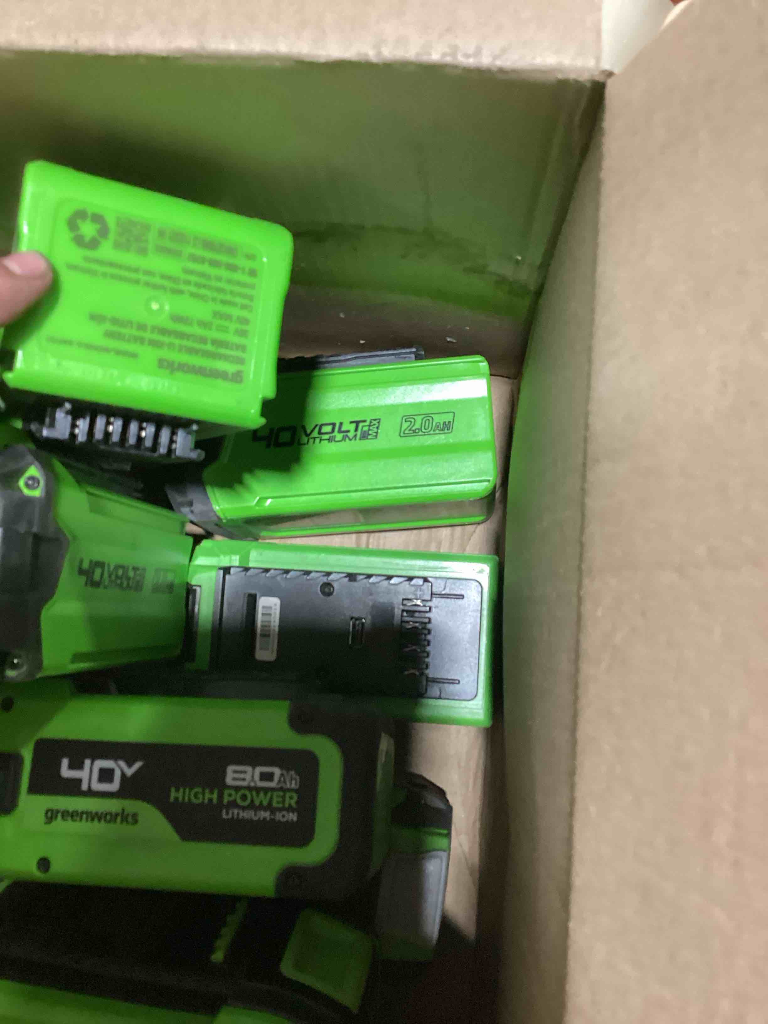 Condition photo showing As Is for various 40v lithium batteries (untested)