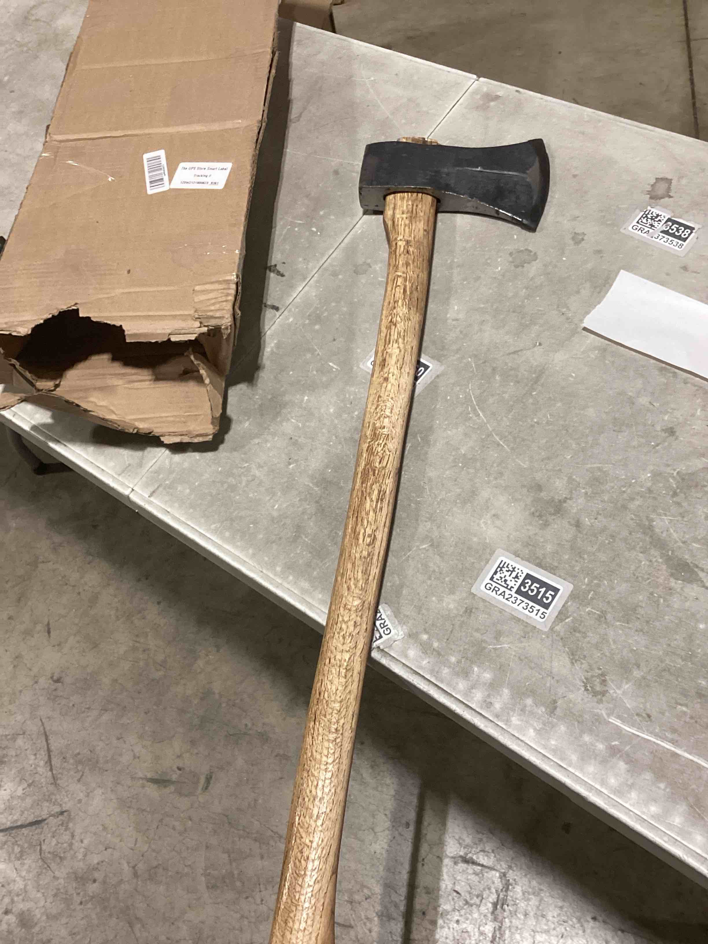 Condition photo showing As Is for 36" heavy duty splitting axe | hand-forged 6.6 lb head with heat-treated manganese steel & curved hardwood handle for large logs and professional firewood cutting (brown, 6.6lbs) brown 6.6lbs