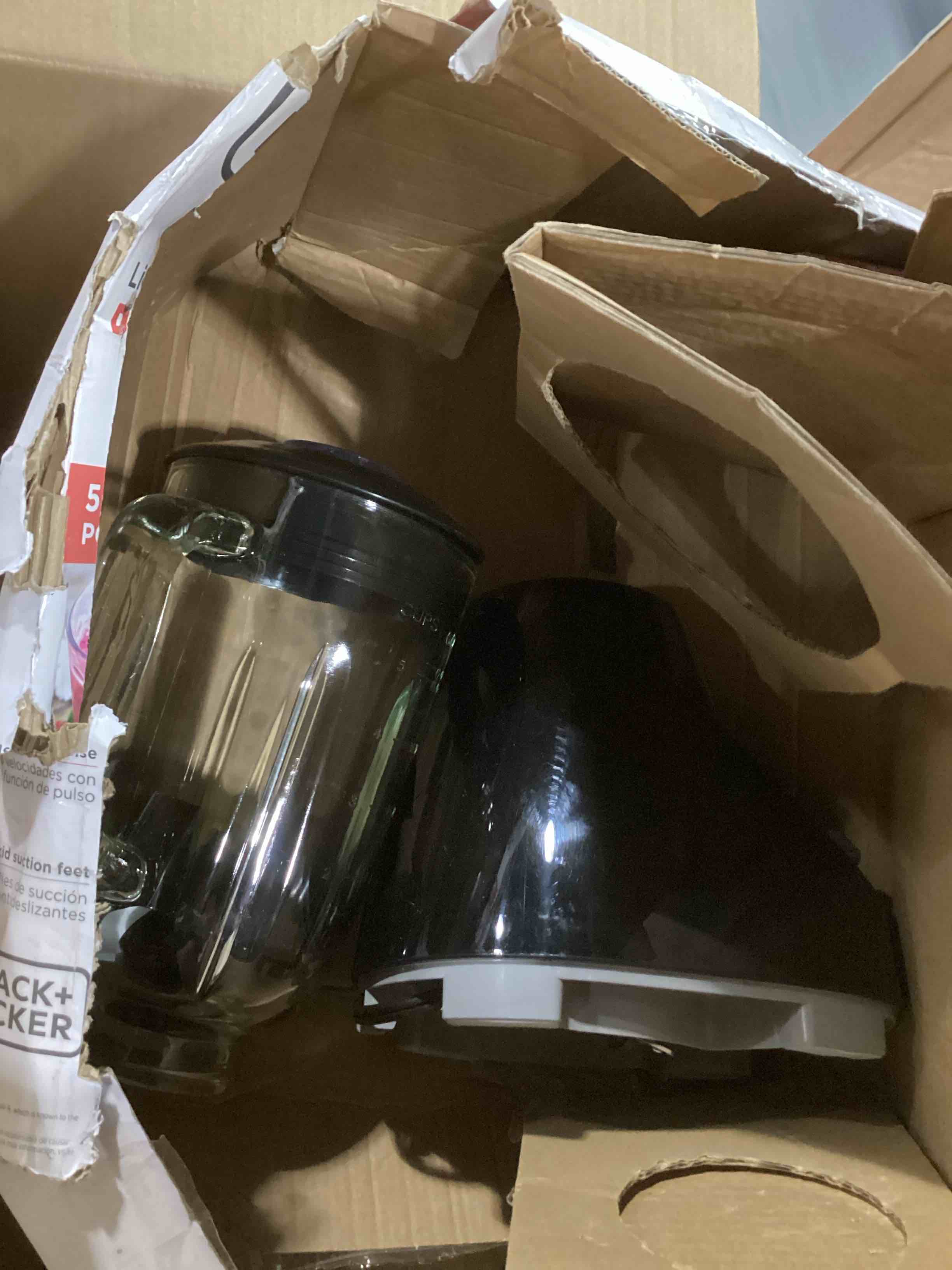 Condition photo showing As Is for BLACK+DECKER Countertop Blender with 6-Cup Glass Jar, 10-Speed Settings, Black, BL2010BG