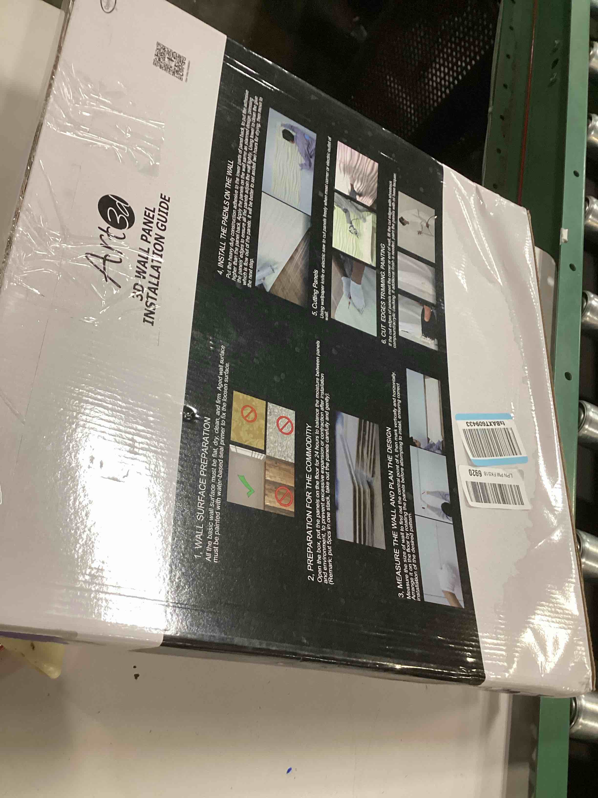 Condition photo showing Good Condition for Art3d 3D Paneling Textured 3D Wall Design, Black Diamond, 19.7" x 19.7" (12 Pack) Smoky Black