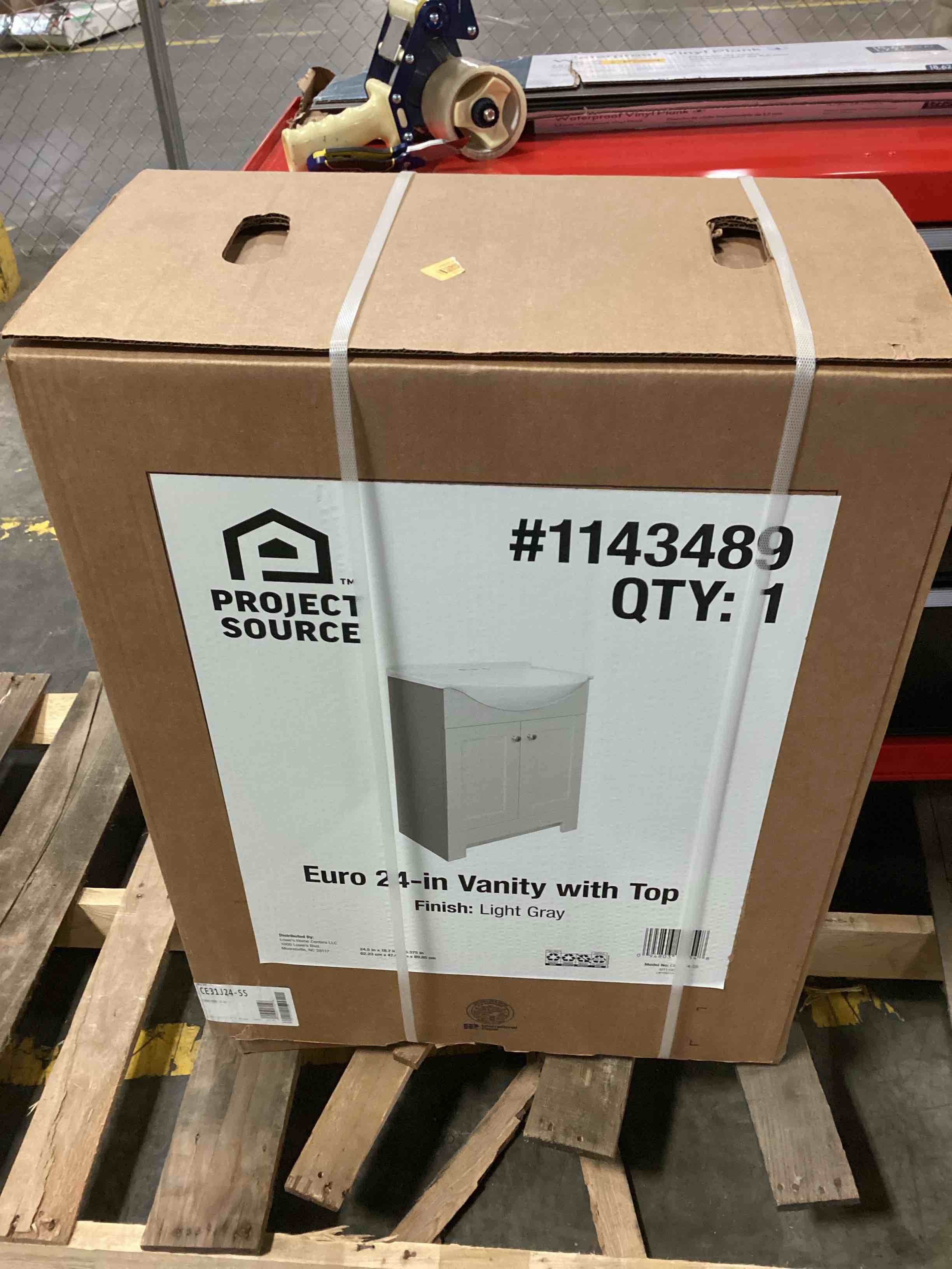 Condition photo showing Good Condition for project source euro 24-in light gray single sink bathroom vanity with white cultured marble top (fully assembled) item #1143489 | model #ce31j24-ss