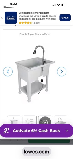 project source 30-in x 24-in 1 -basin white freestanding utility tub with cabinet with drain with faucet (missing shelf)