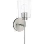 HomePlace Lighting 628511BN-449 Greyson Urban/Industrial Clear Seeded Glass Torchiere Wall Sconce, 1-Light 100 Watt, 16" H x 5" W, Brushed Nickel