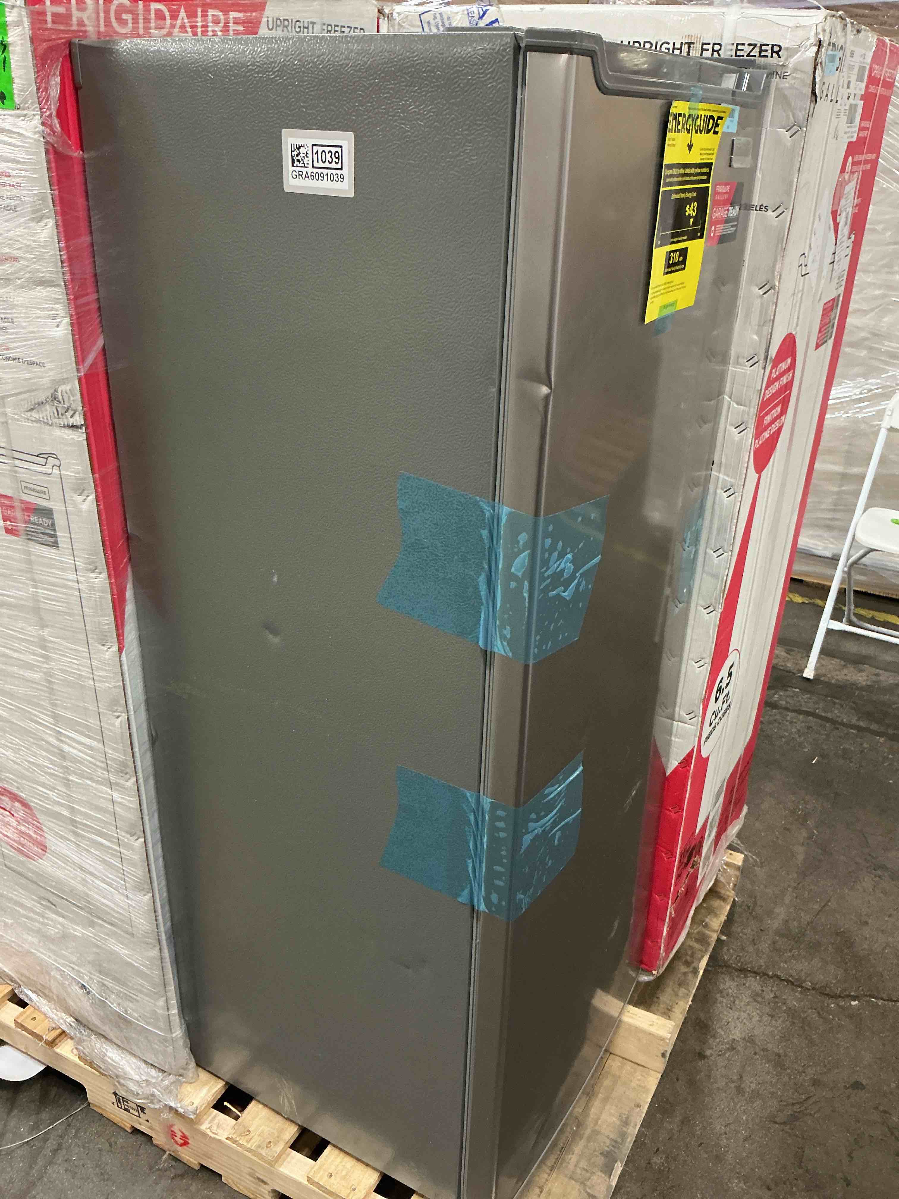 Condition photo showing As Is for Frigidaire Stainless Steel 6.5 Cu. ft. Full Size Upright Freezer