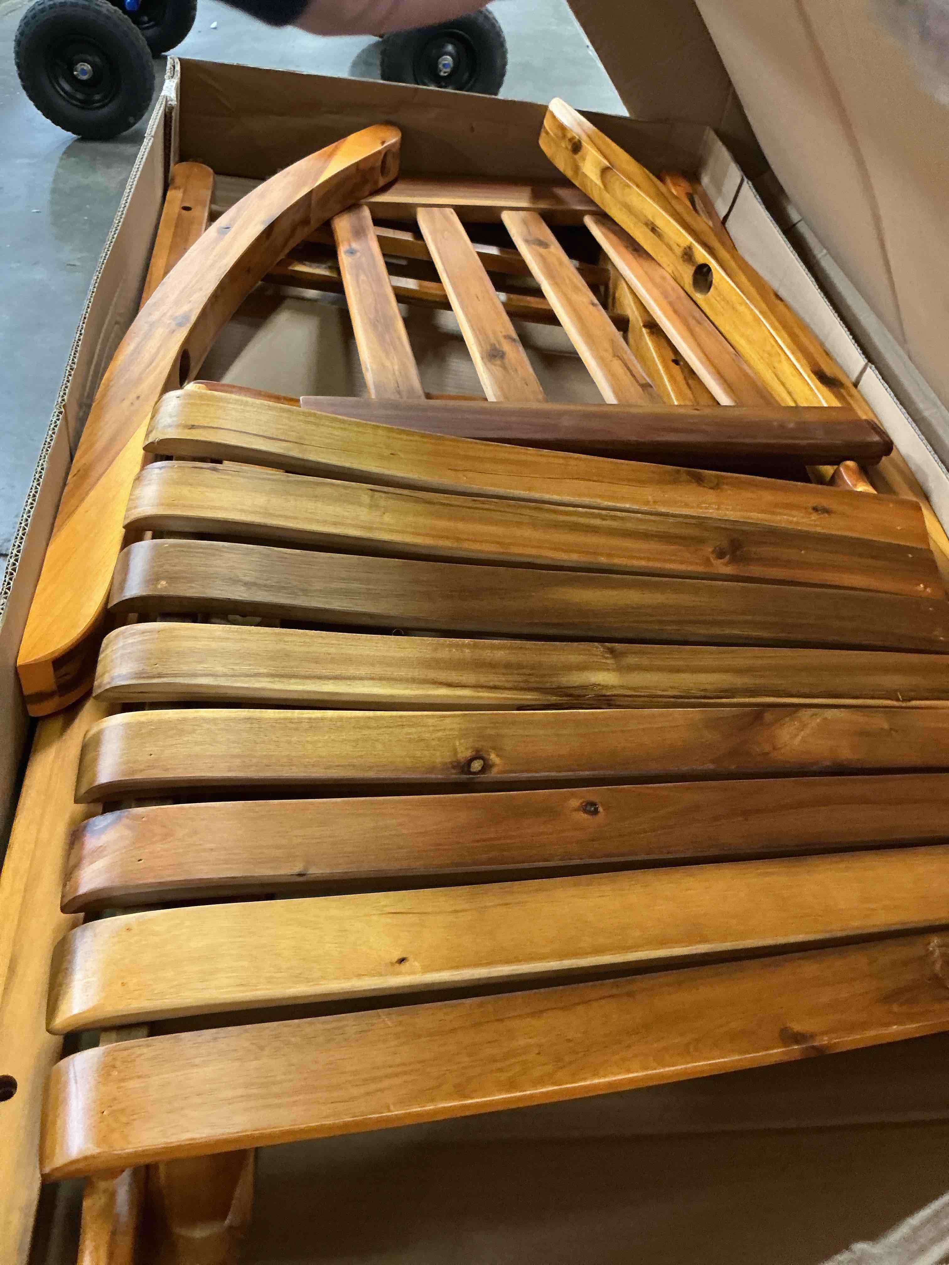 Condition photo showing As Is for style selections natural wood frame rocking chair with slat seat