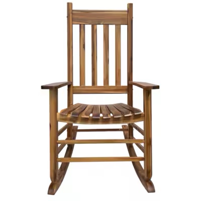 style selections natural wood frame rocking chair with slat seat