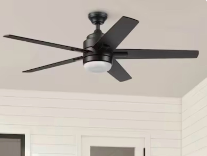 harbor breeze flanagan iii 52-in matte black with black/driftwood blades adjustable white