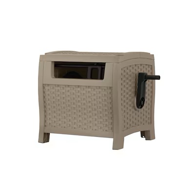 suncast slide trak hideaway plastic 175-ft container hose reel