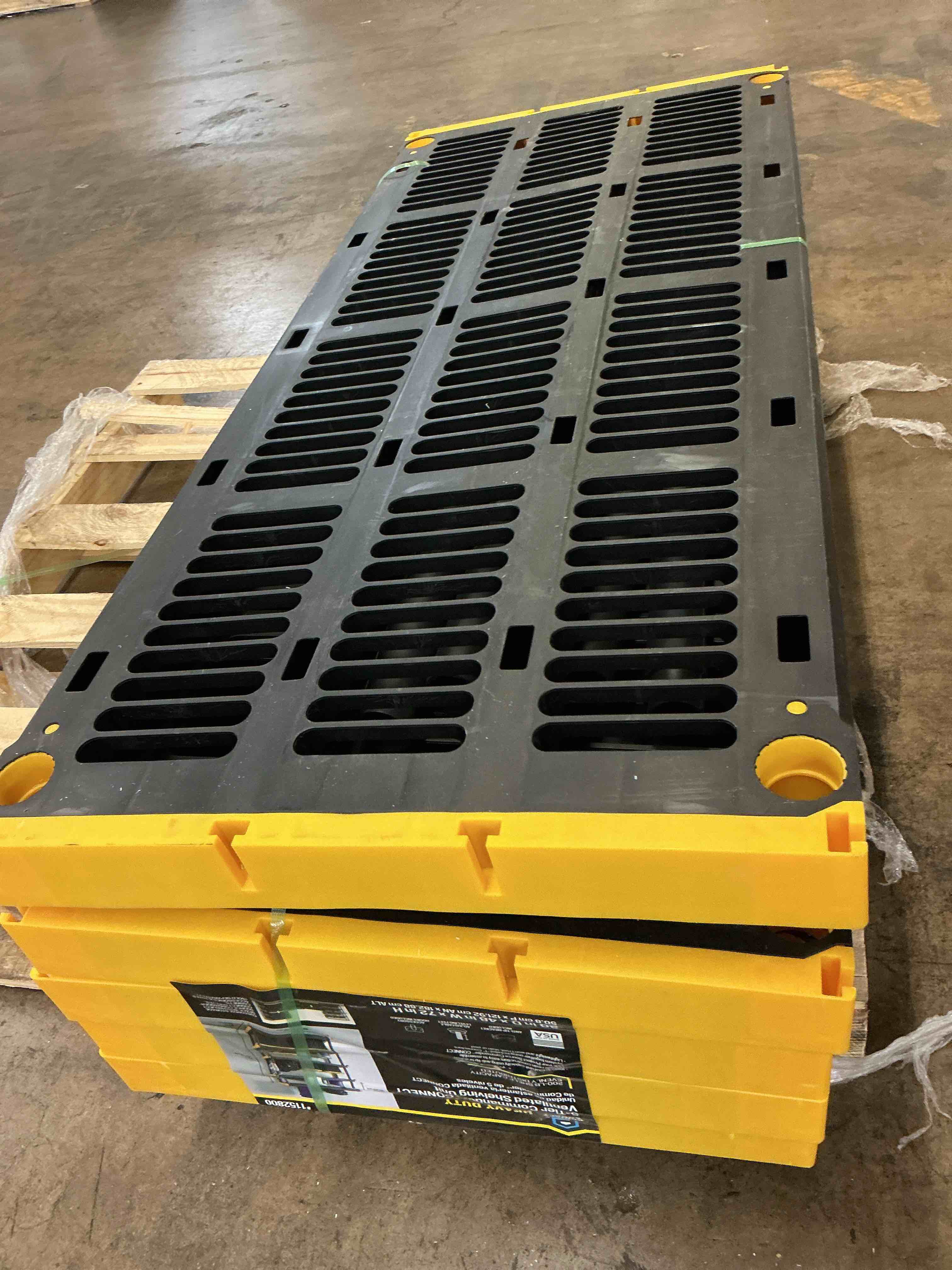Condition photo showing As Is for project source 48-in w x 20-in d x 72-in h 5 -tier heavy duty black plastic utility shelving unit