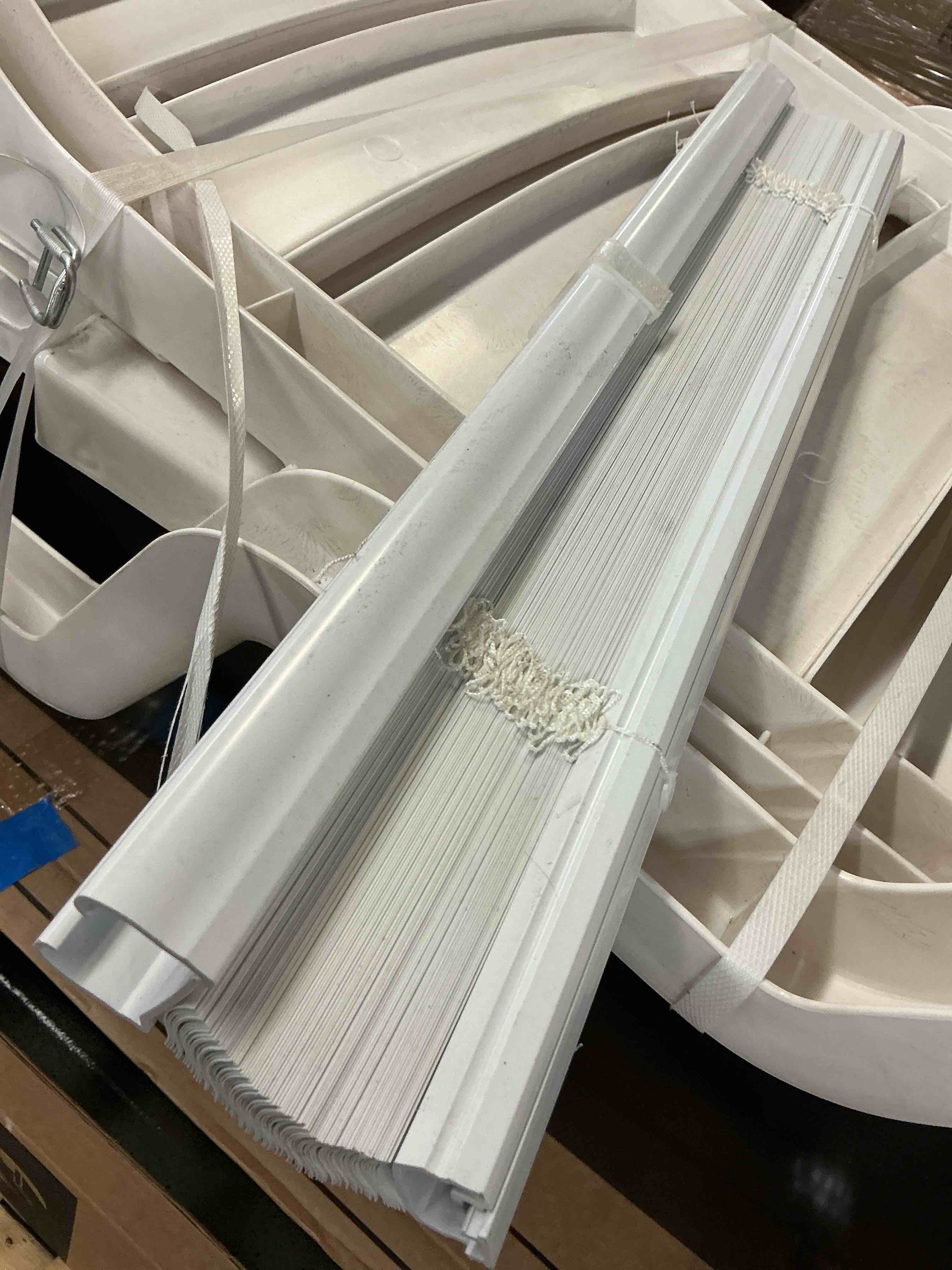 Condition photo showing As Is for levolor faux wooden blind 