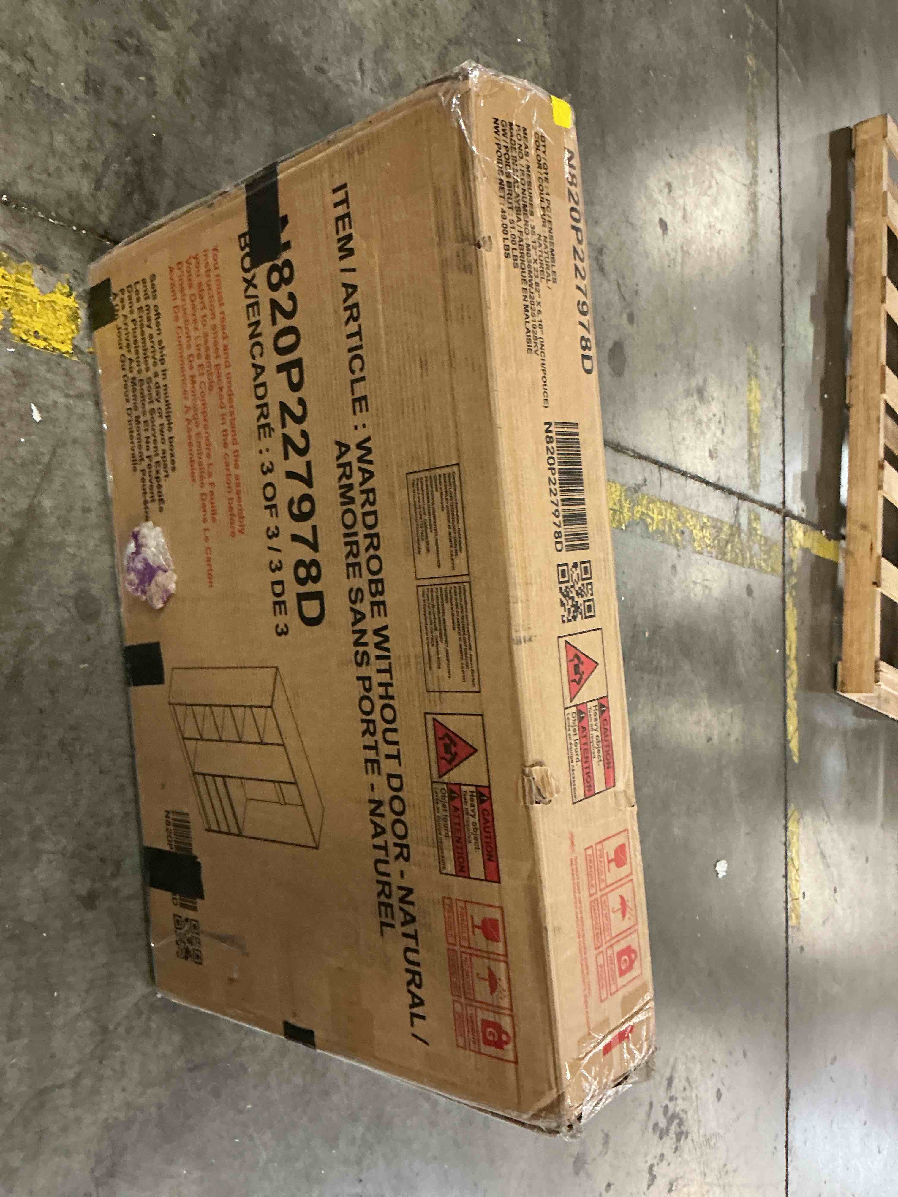 Condition photo showing As Is for open storage cabinet wooden wardrobe bookshelf bookcase with drawers(incomplete box 3/3)