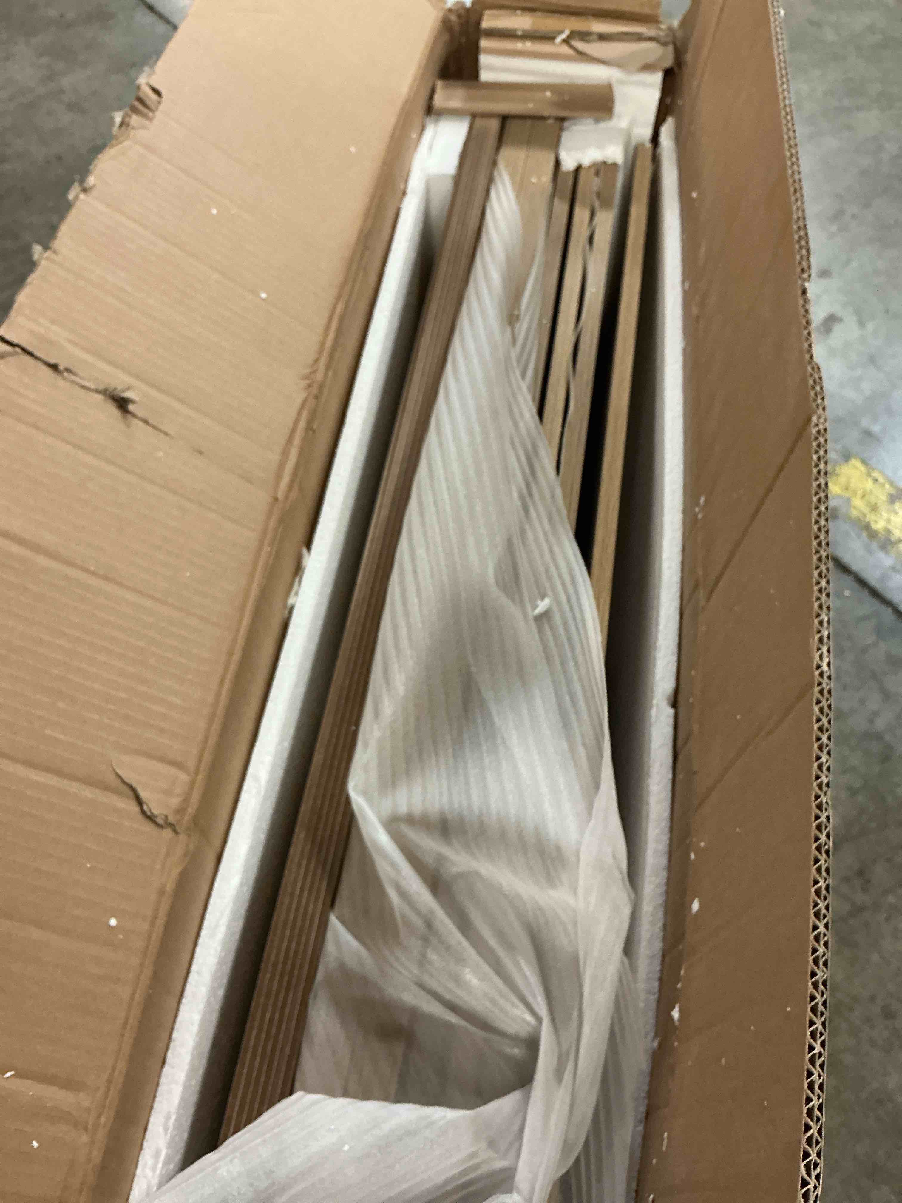 Condition photo showing As Is for natural colored wooden cabinet(incomplete box 1)