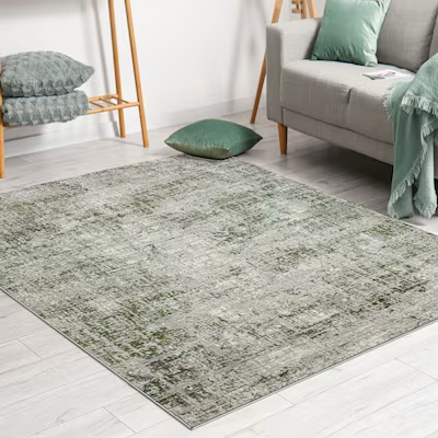 green abstract area rug 