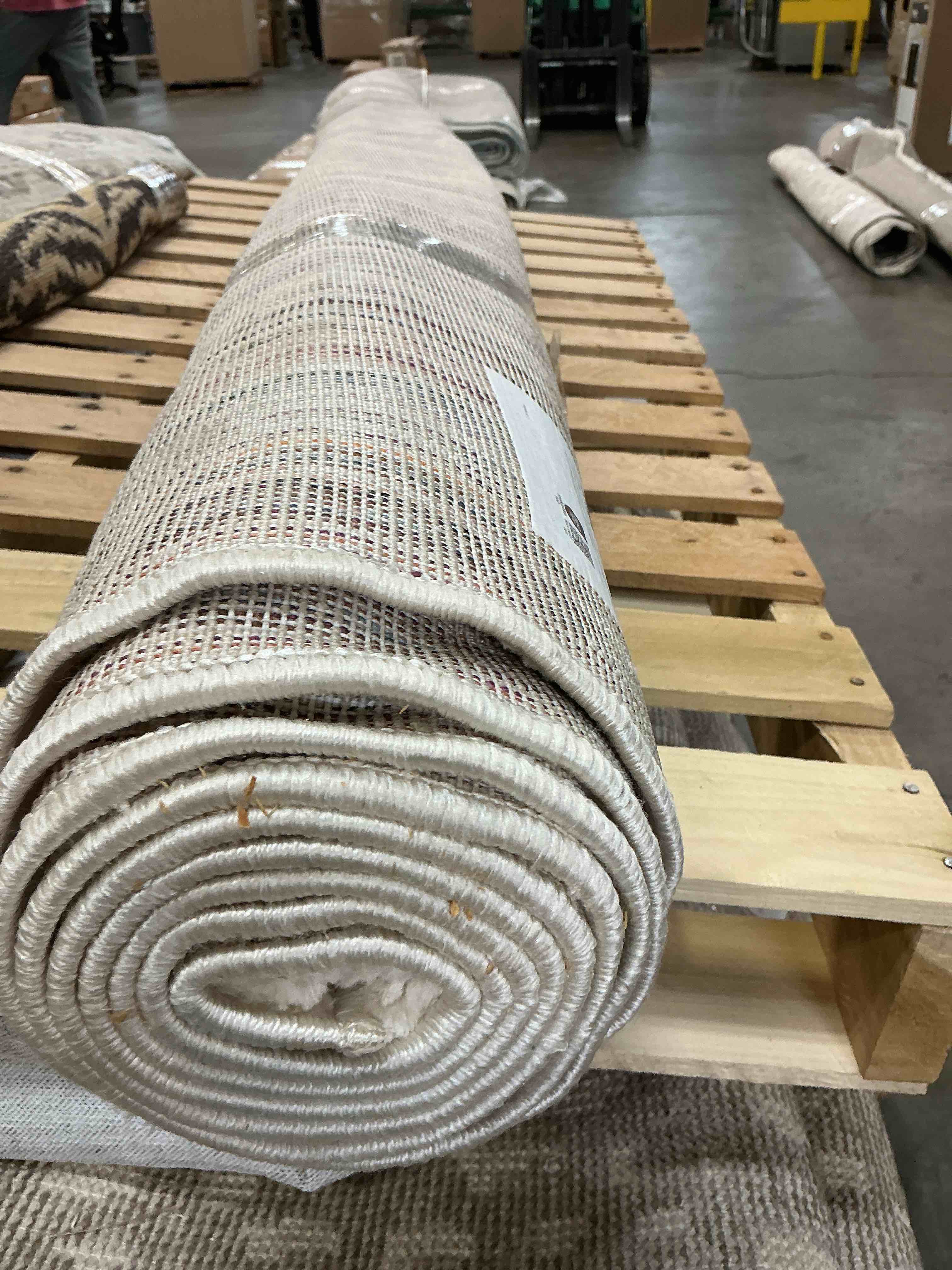 Condition photo showing Good Condition for livabliss area rugs for living room  8x10 freud modern ivory rug  bedroom dining room home decor stain resistant carpet (7 10  x 10 )