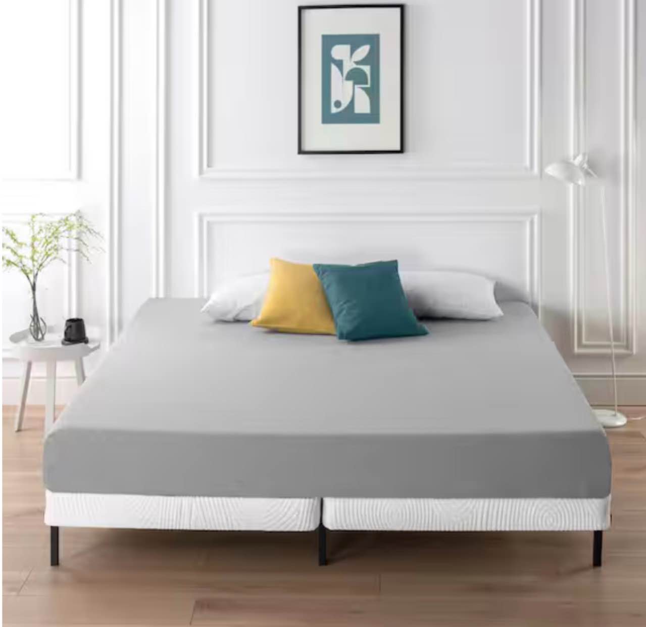 4 in. Profile Queen White Metal Box Spring, No Assembly