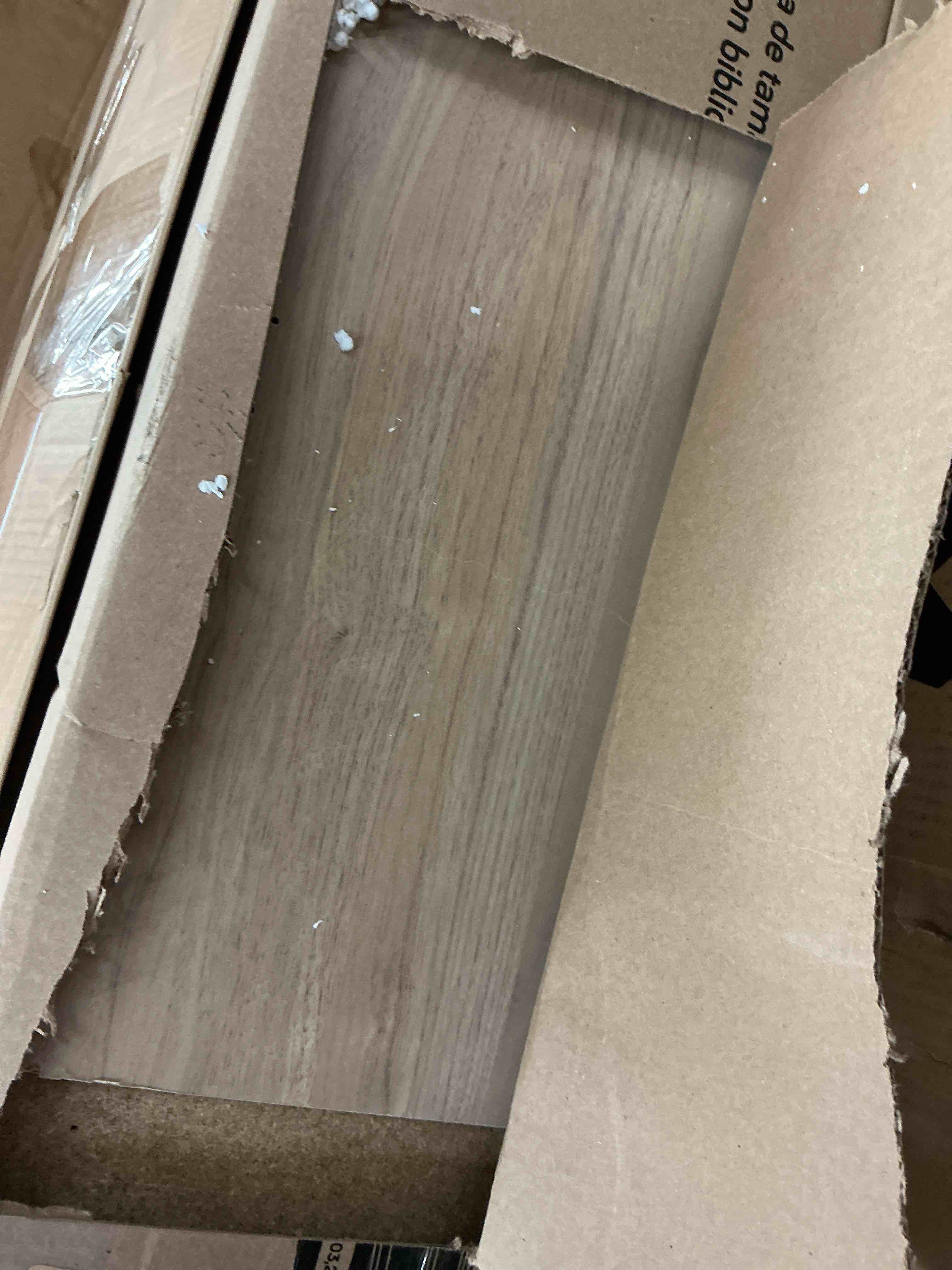 Condition photo showing As Is for river ranch harvest walnut finish full/queen headboard