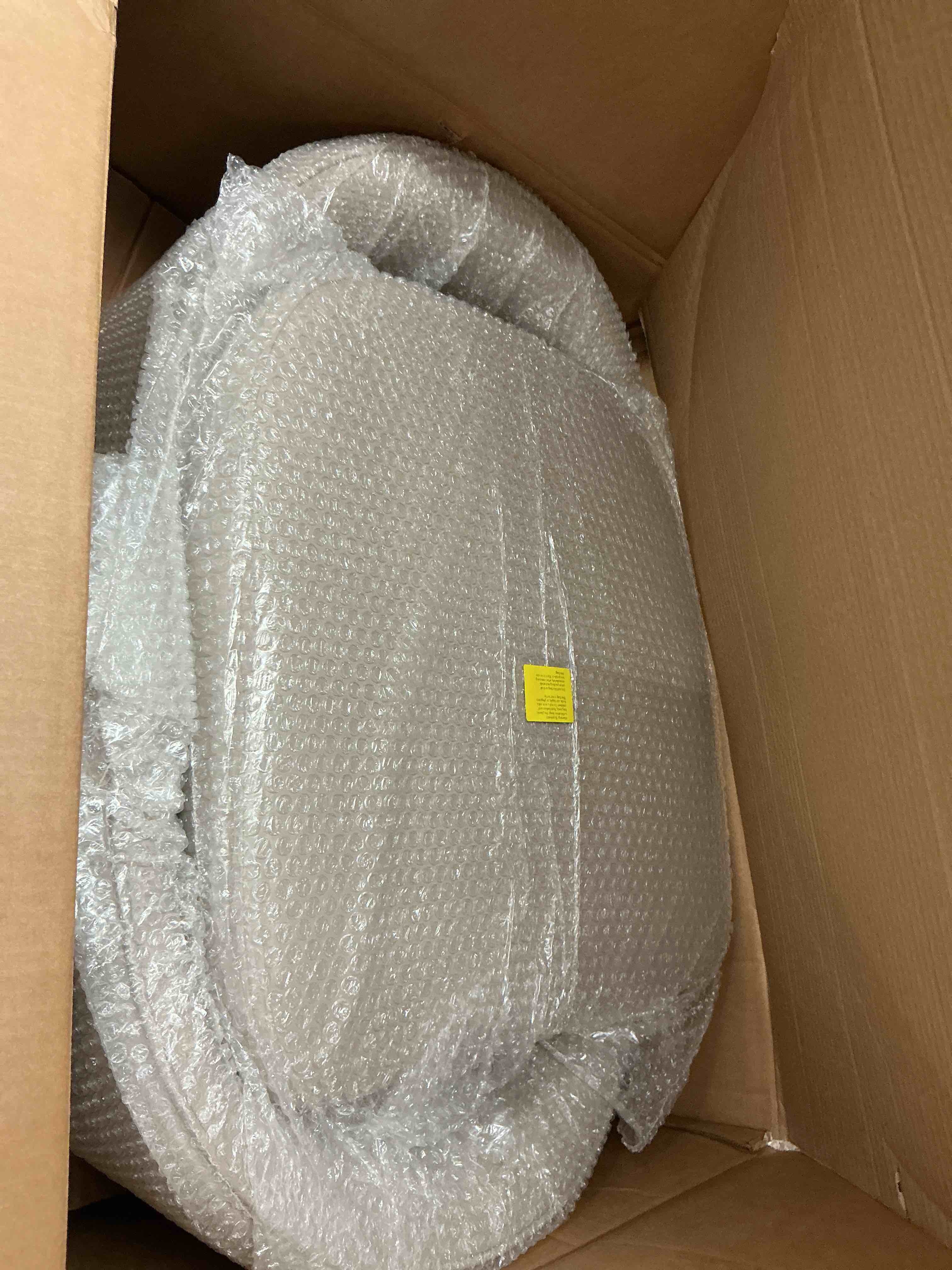 Condition photo showing New/Like New for modern dining chairs set of 2 upholstered faux leather kitchen side chairs with curved open back, easy assembly for dining room, restaurant, cafe, warm gray