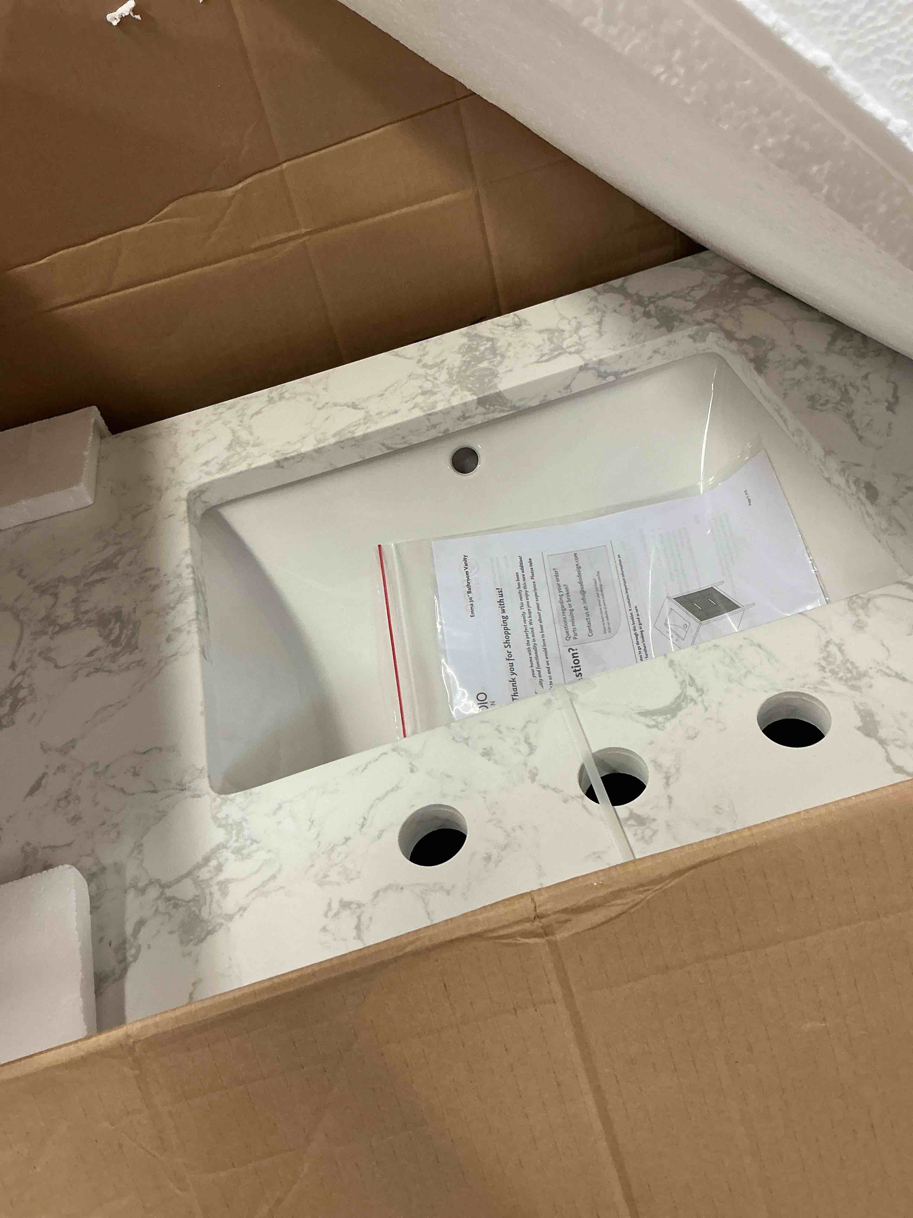 Condition photo showing As Is for emma 30? vintage green vanity with arabescato top