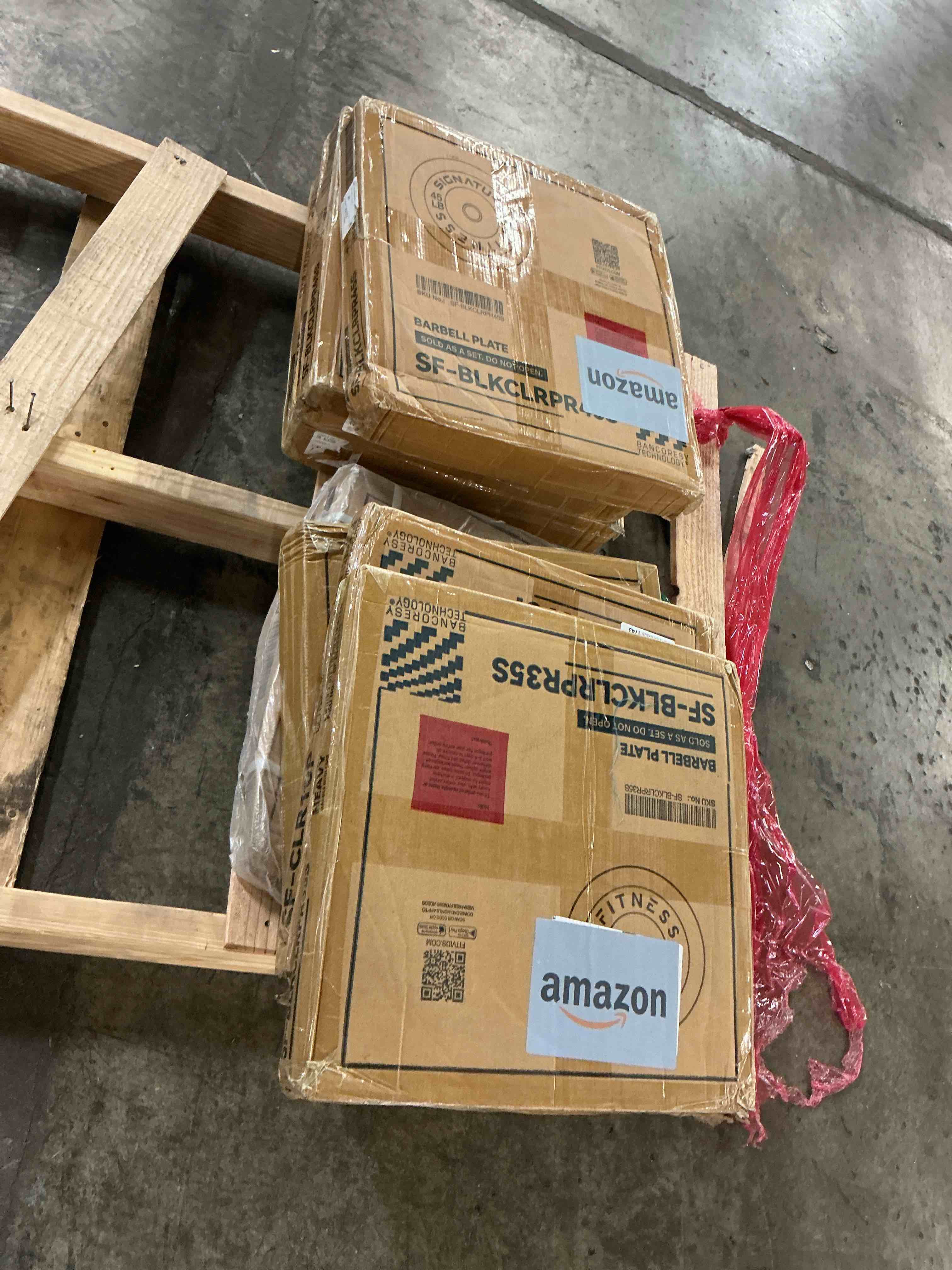 Condition photo showing Good Condition for fitvids olympic bumper plates set, 2" weight plates for strength training & weightlifting, paris or set or set with barbell, multiple options(incomplete)(7 boxes for pick up)