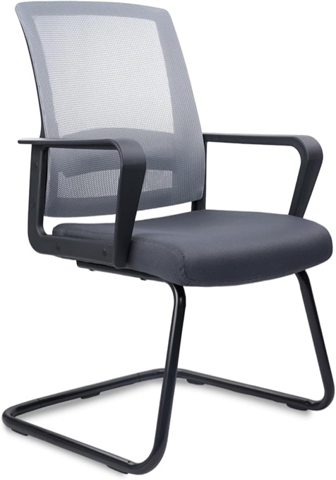 CLATINA Office Guest Chair with Lumbar Support and Mid Back Mesh Space Air Grid Series for Reception Conference Room Gray