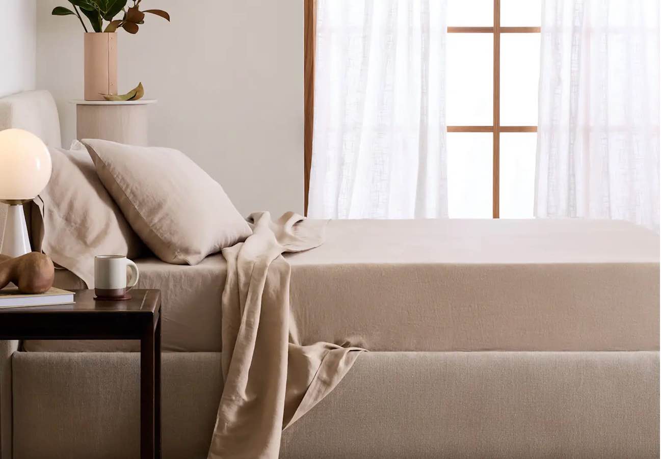 european linen sheet set, beige, king
