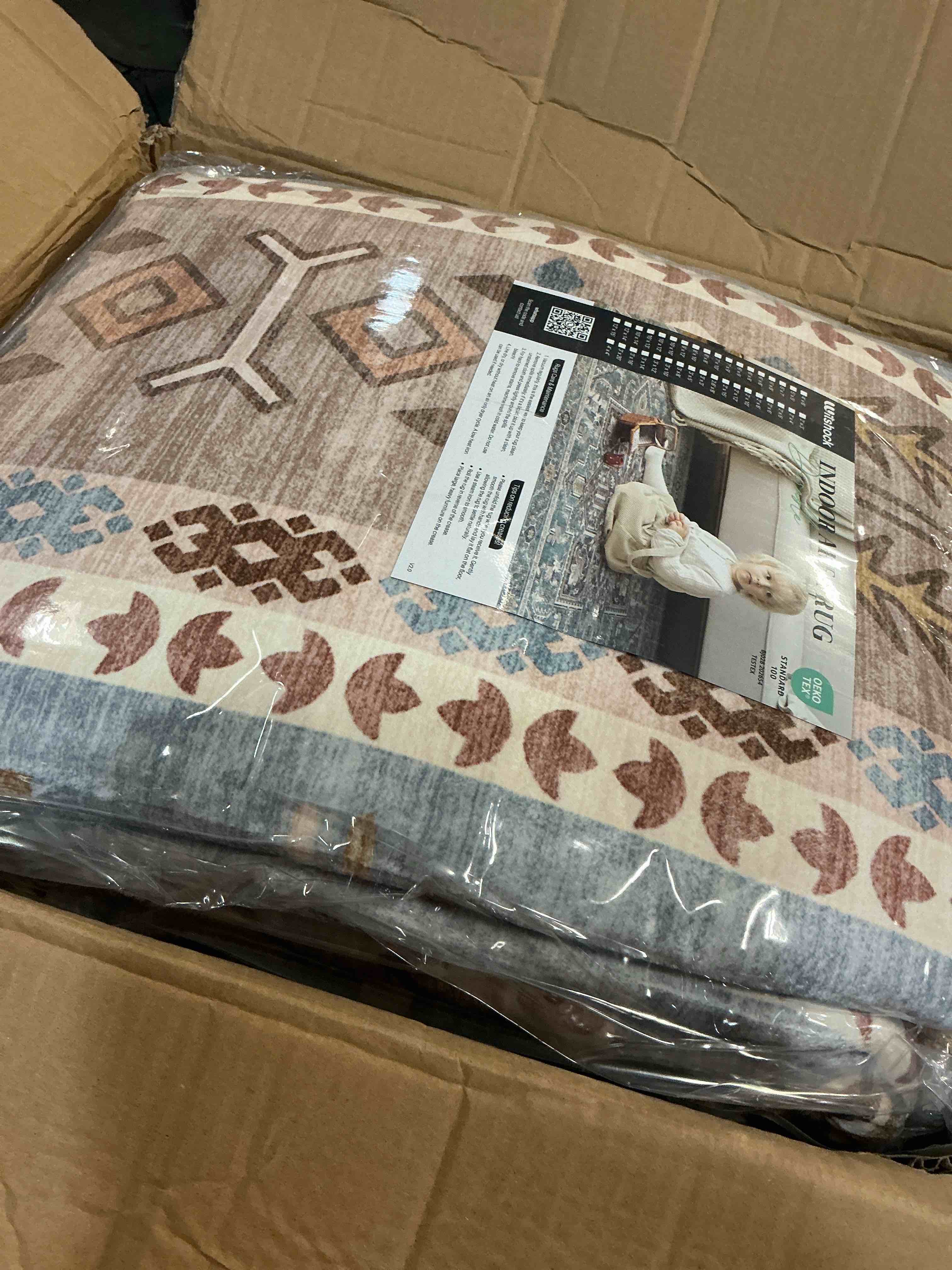 Condition photo showing New/Like New for witshock area rugs 9x12 living room rug - washable neutral soft low pile non-slip modern abstract thin large indoor carpet for bedroom dining room nursery office - light brown grey light brown grey 9' x 12' (rectangular)